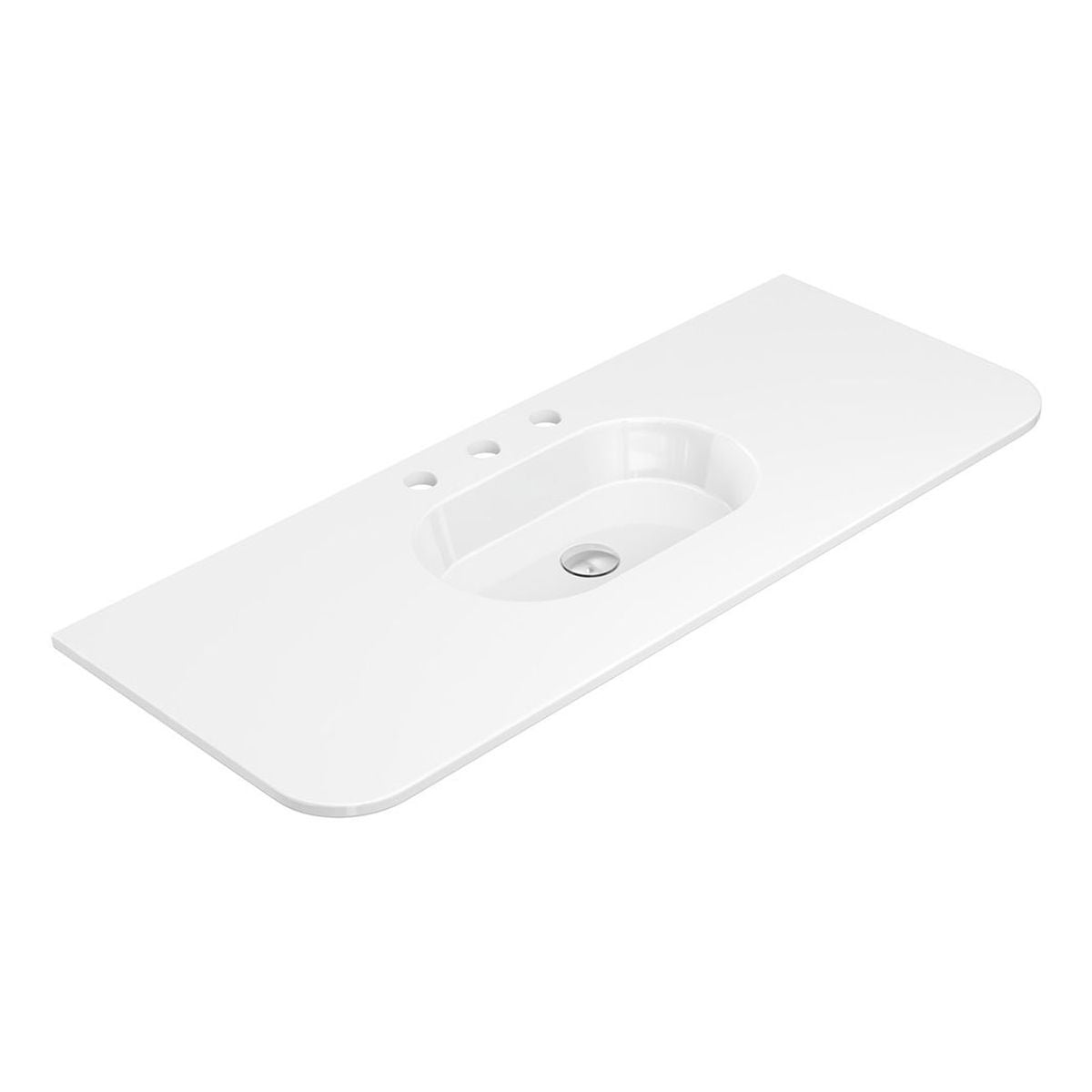 Fienza Lola Gloss Full Depth Curved Ceramic Basin Top 1200mm, 3 Tapholes