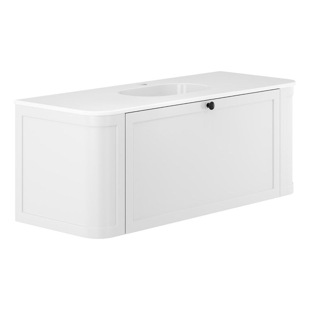 Fienza Lola Mila Curved Satin White 1200 Wall-Hung Vanity - 1 Taphole