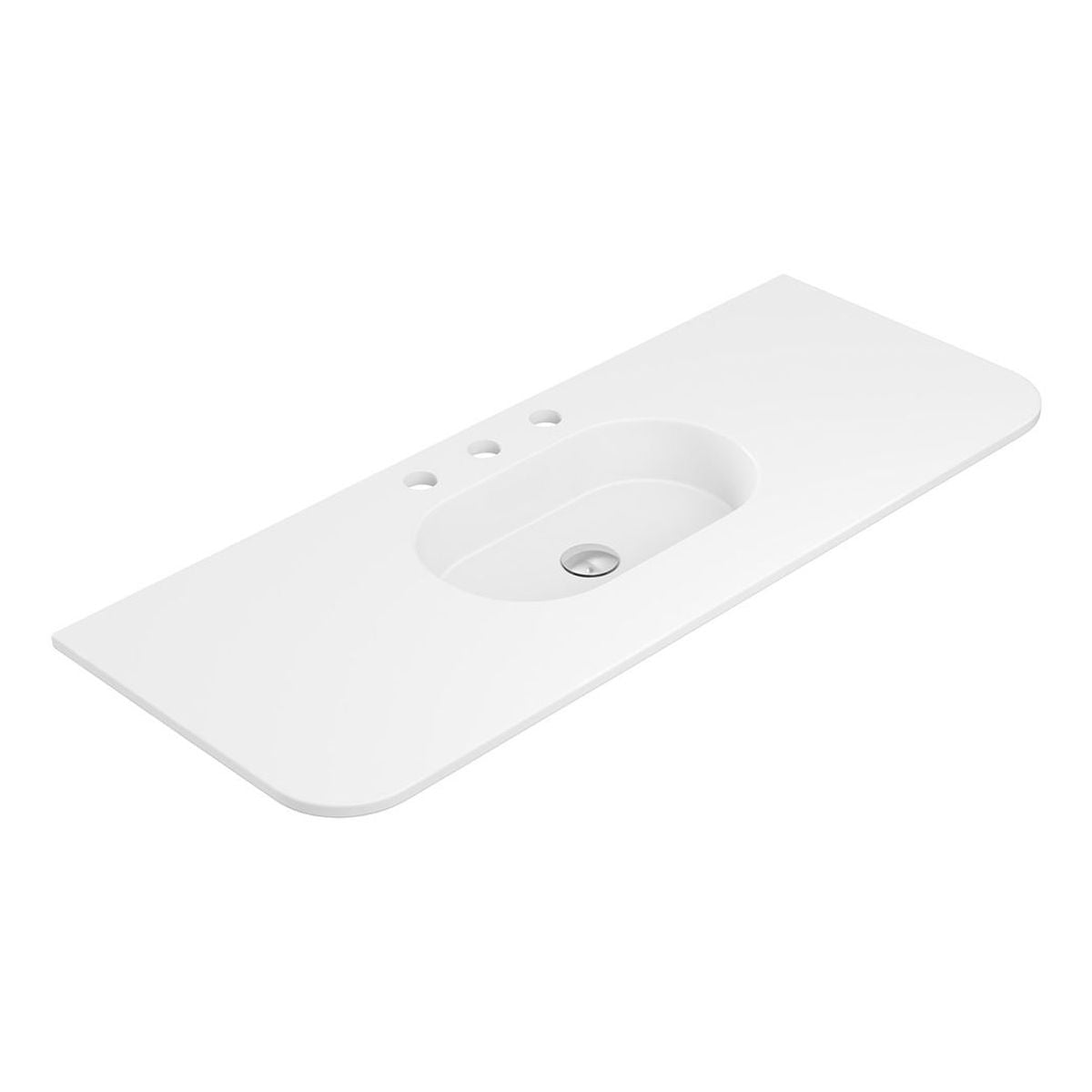 Fienza Lola Matte Full Depth Curved Ceramic Basin Top 1200mm, 3 Tapholes