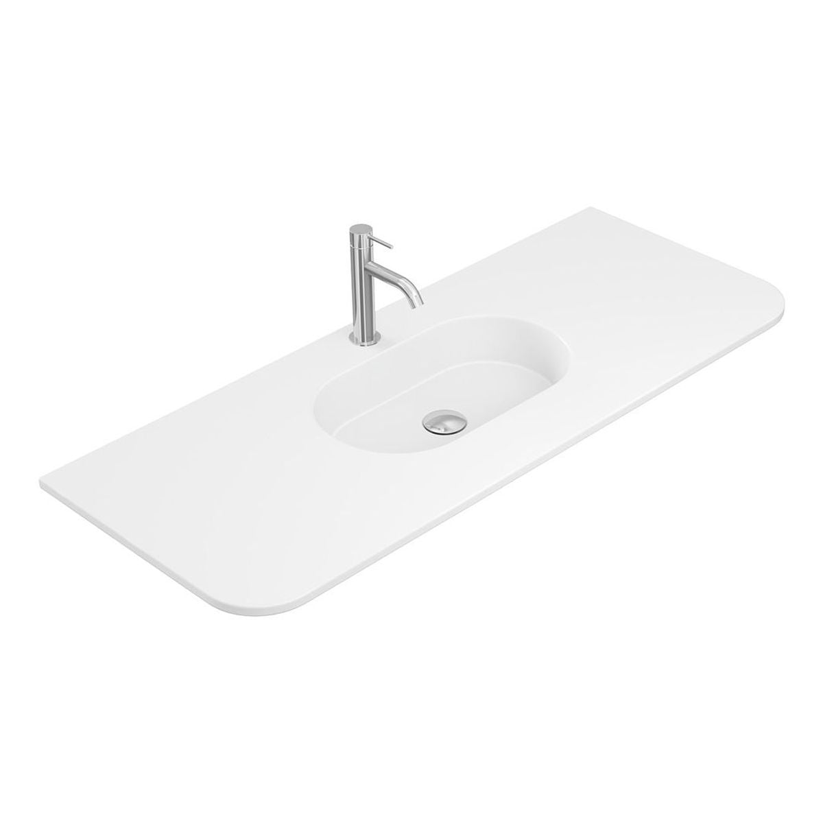 Fienza Lola Matte Full Depth Curved Ceramic Basin Top 1200mm, 1 Taphole