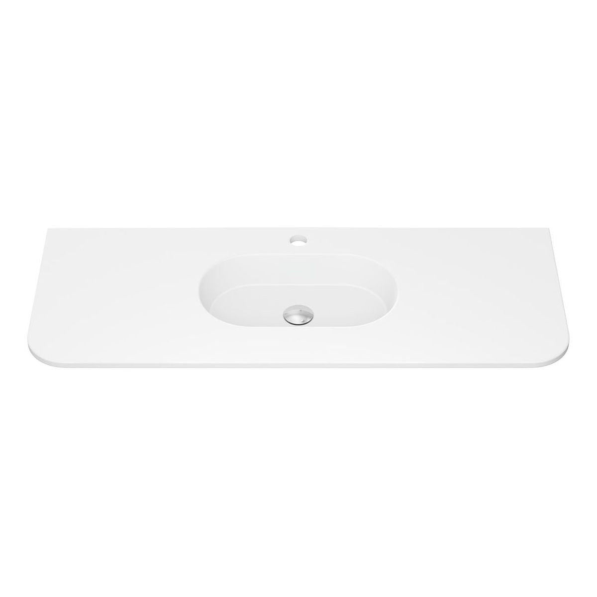 Fienza Lola Matte Full Depth Curved Ceramic Basin Top 1200mm, 1 Taphole