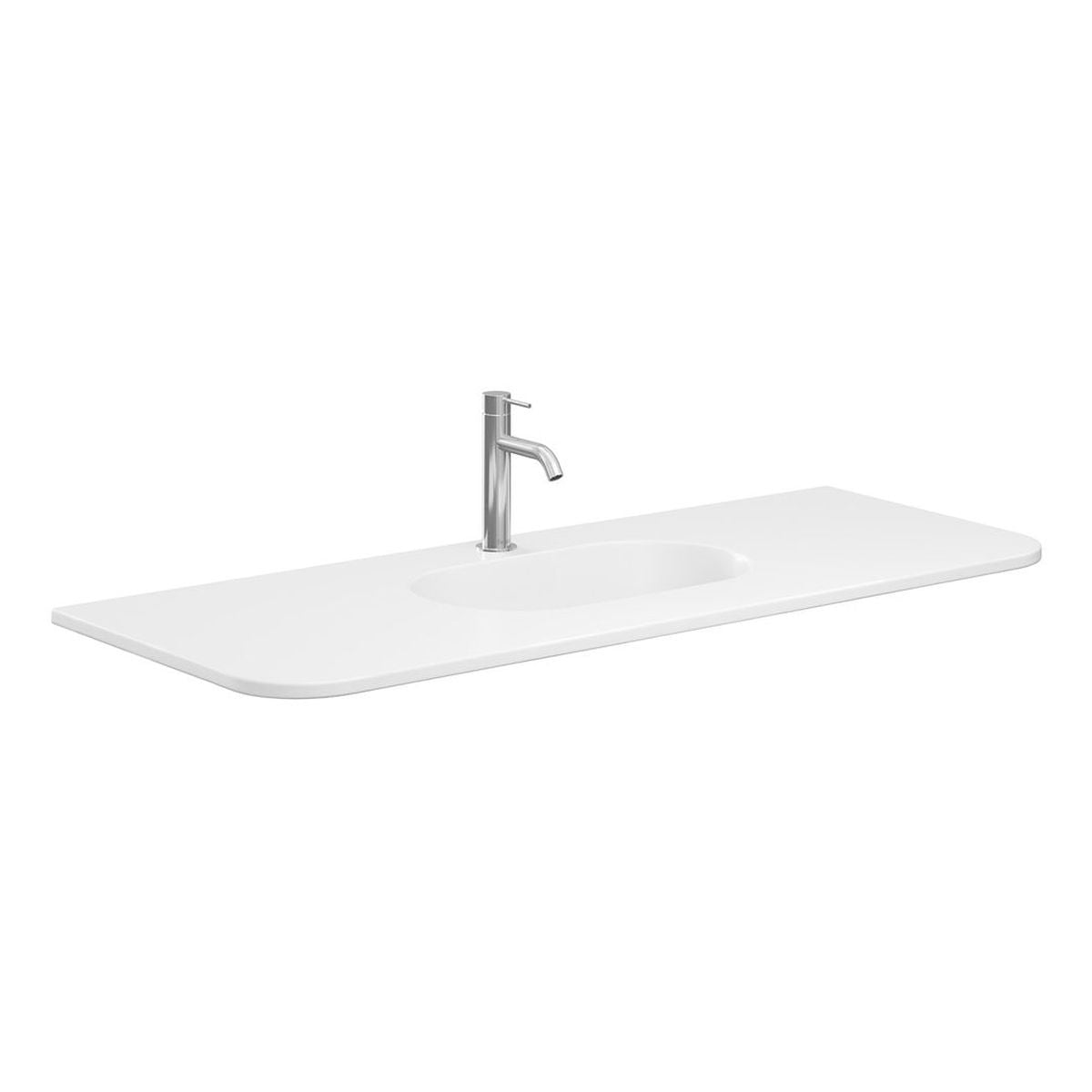 Fienza Lola Matte Full Depth Curved Ceramic Basin Top 1200mm, 1 Taphole