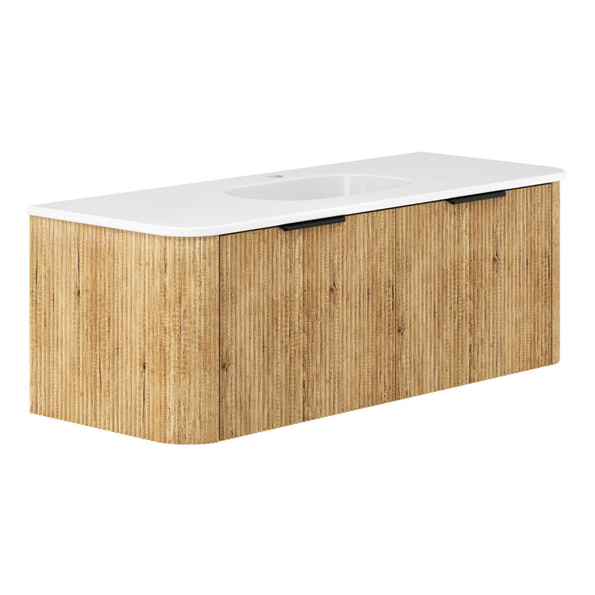 Fienza Lola Minka Curved Scandi Oak 1200 Wall-Hung Vanity - 1 Taphole
