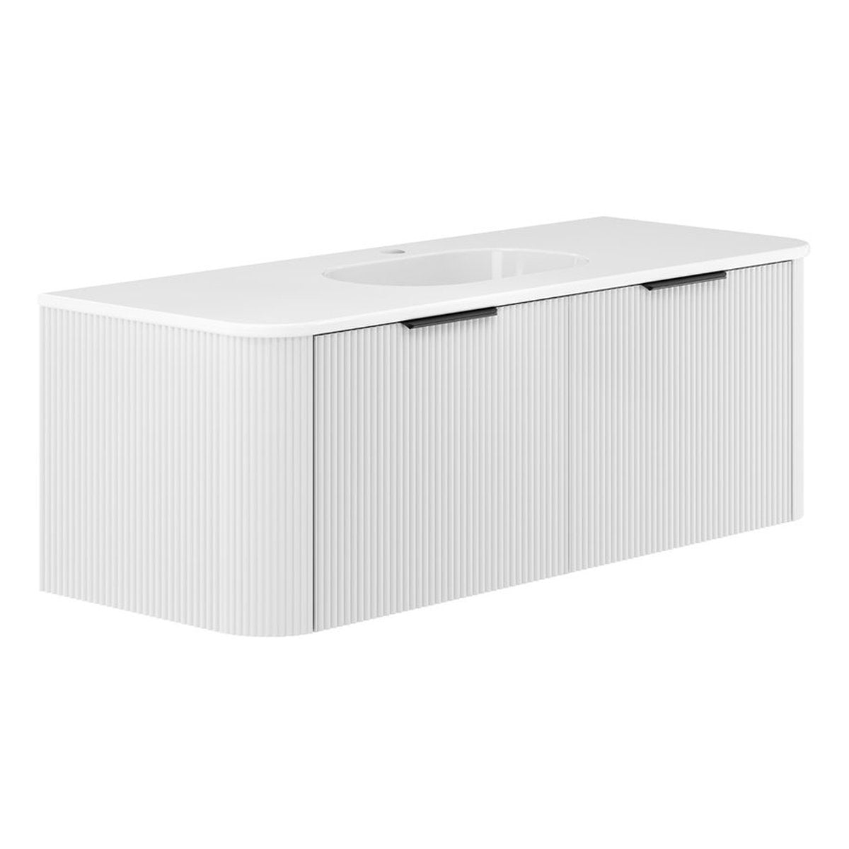 Fienza Lola Minka Curved Satin White 1200 Wall-Hung Vanity - 1 Taphole