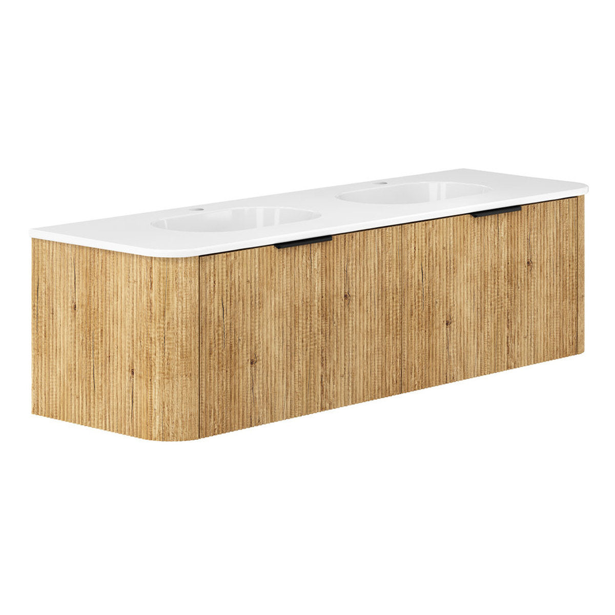 Fienza Lola Minka Curved Scandi Oak 1500 Wall-Hung Vanity - 1 Taphole