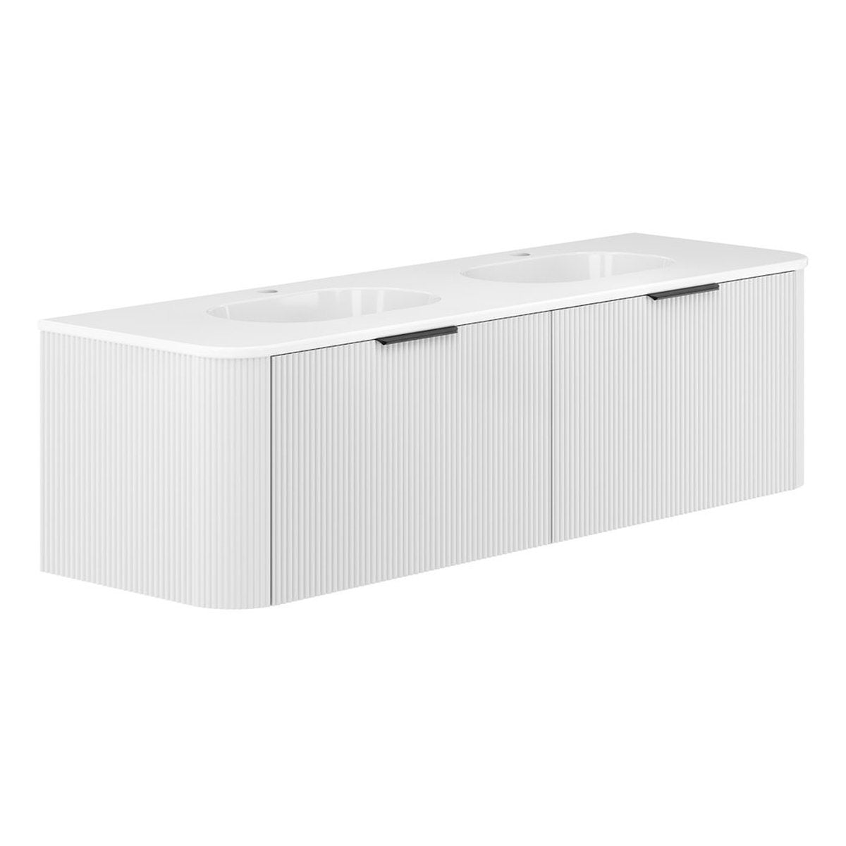 Fienza Lola Minka Curved Satin White 1500 Wall-Hung Vanity - 1 Taphole