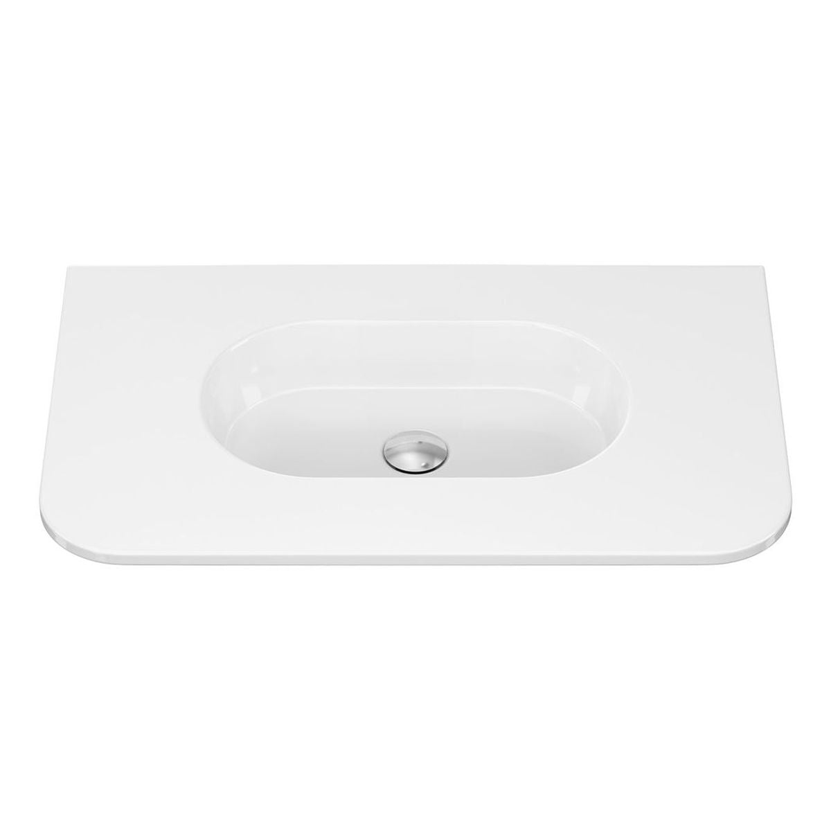 Fienza Lola Gloss Full Depth Curved Ceramic Basin Top 750mm, No Taphole