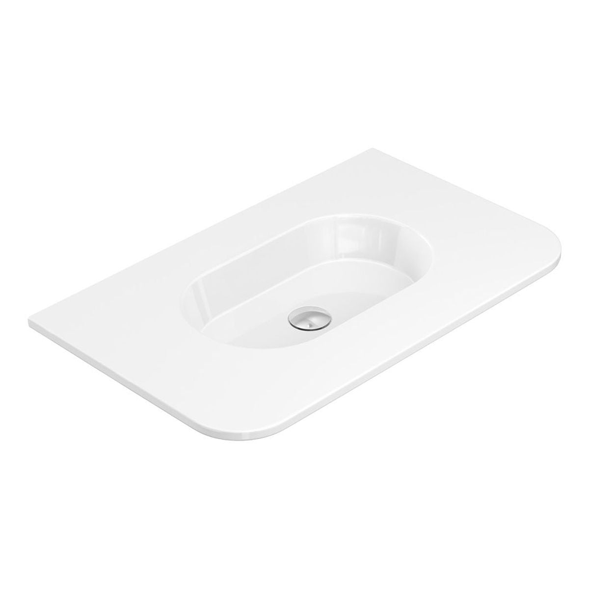 Fienza Lola Gloss Full Depth Curved Ceramic Basin Top 750mm, No Taphole