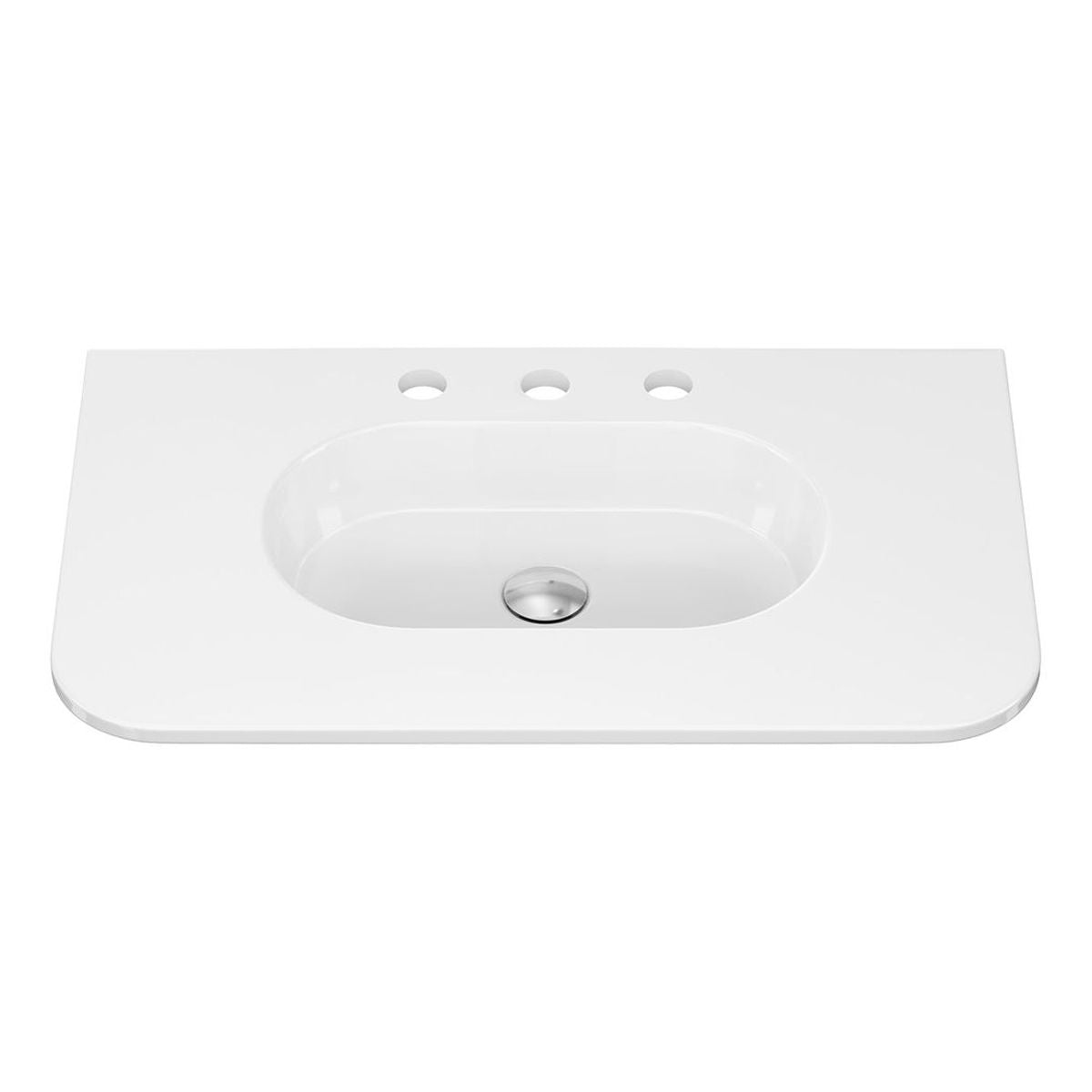 Fienza Lola Gloss Full Depth Curved Ceramic Basin Top 750mm, 3 Tapholes