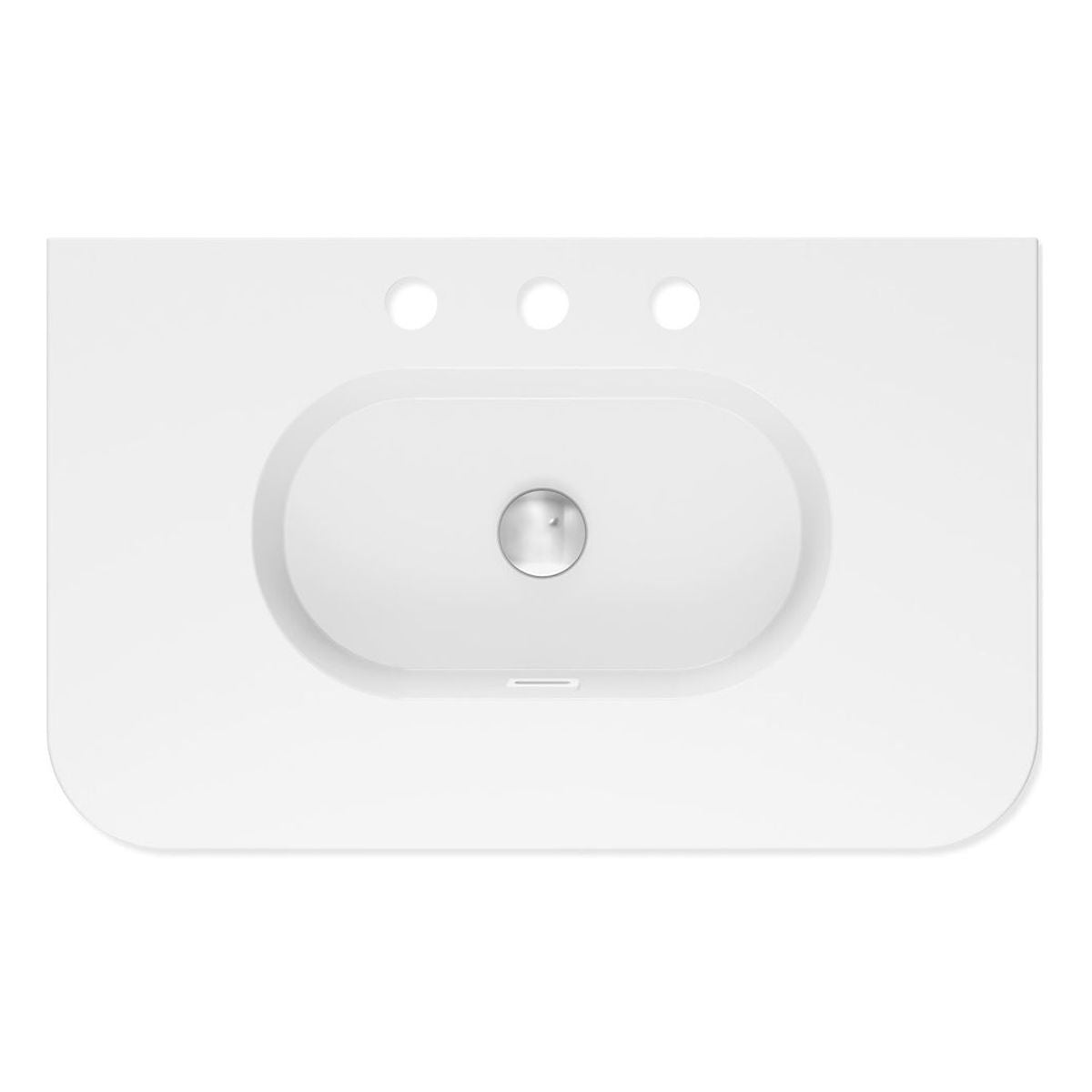 Fienza Lola Gloss Full Depth Curved Ceramic Basin Top 750mm, 3 Tapholes