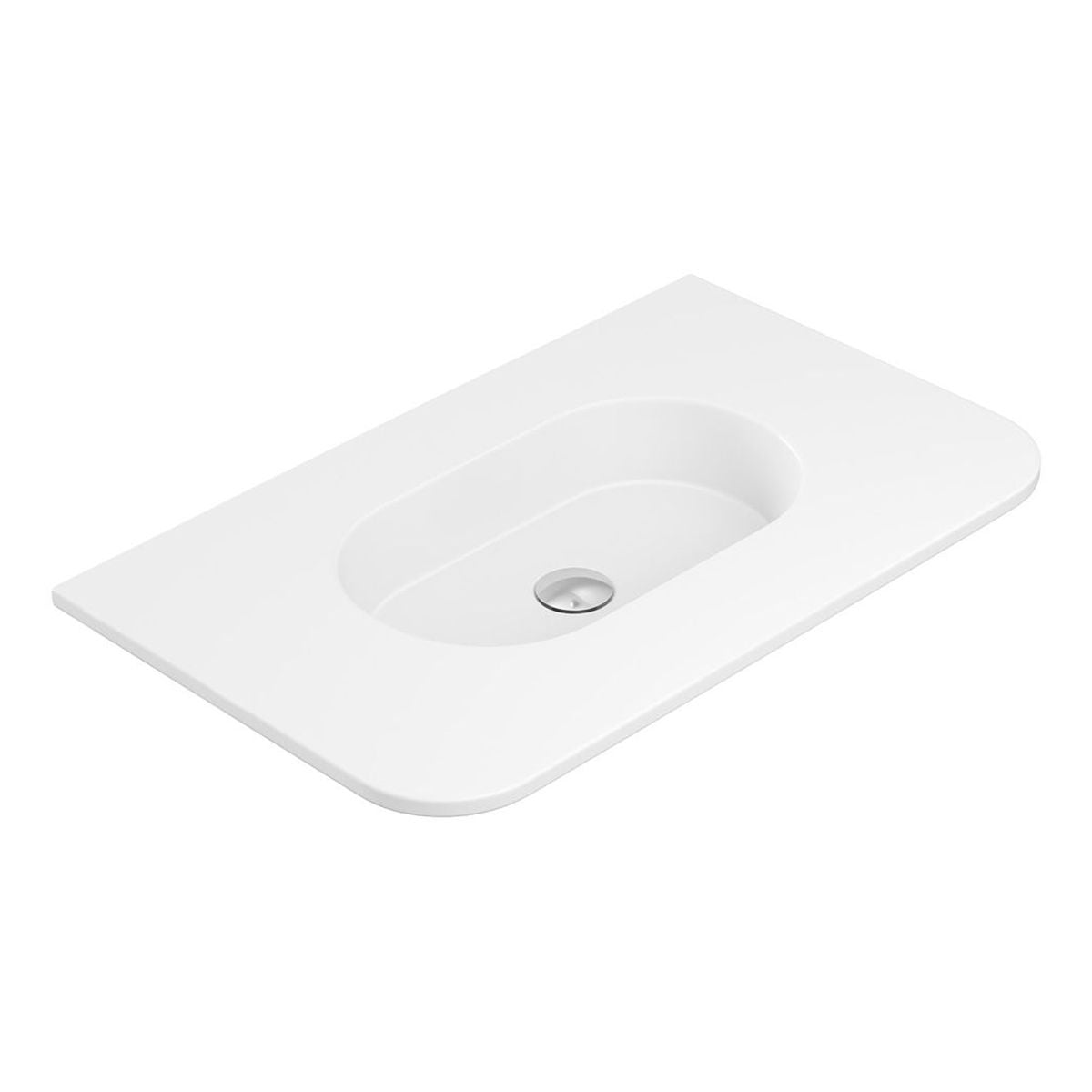 Fienza Lola Matte Full Depth Curved Ceramic Basin Top 750mm, No Taphole