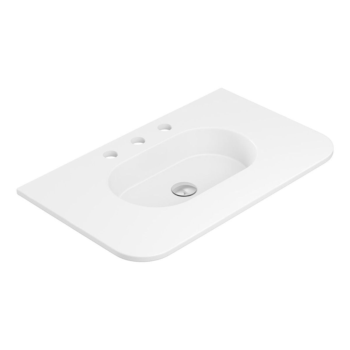 Fienza Lola Matte Full Depth Curved Ceramic Basin Top 750mm, 3 Tapholes