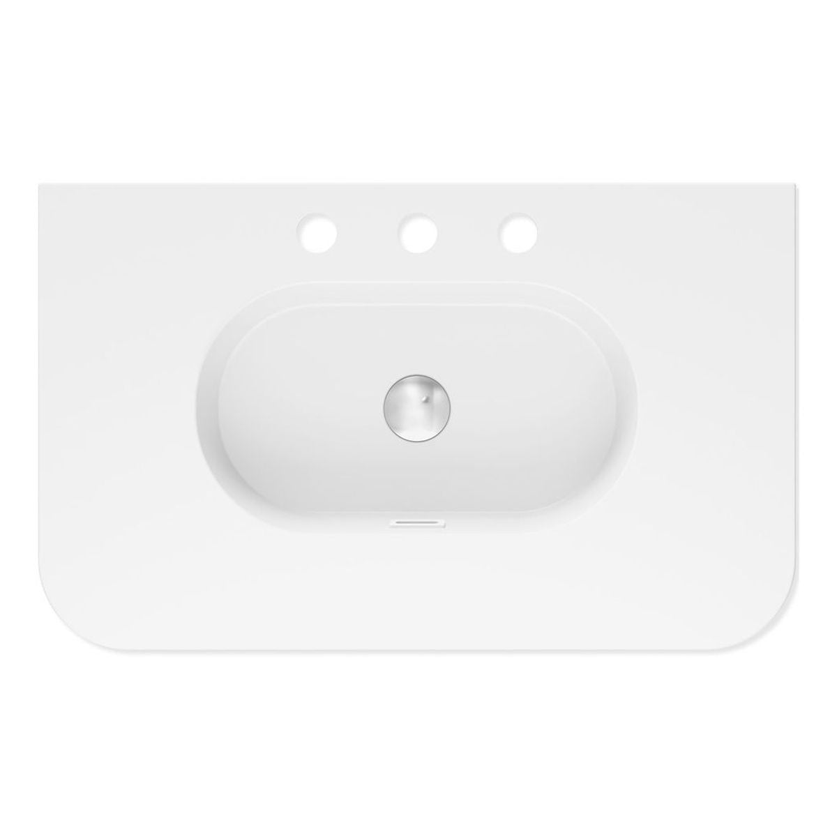 Fienza Lola Matte Full Depth Curved Ceramic Basin Top 750mm, 3 Tapholes