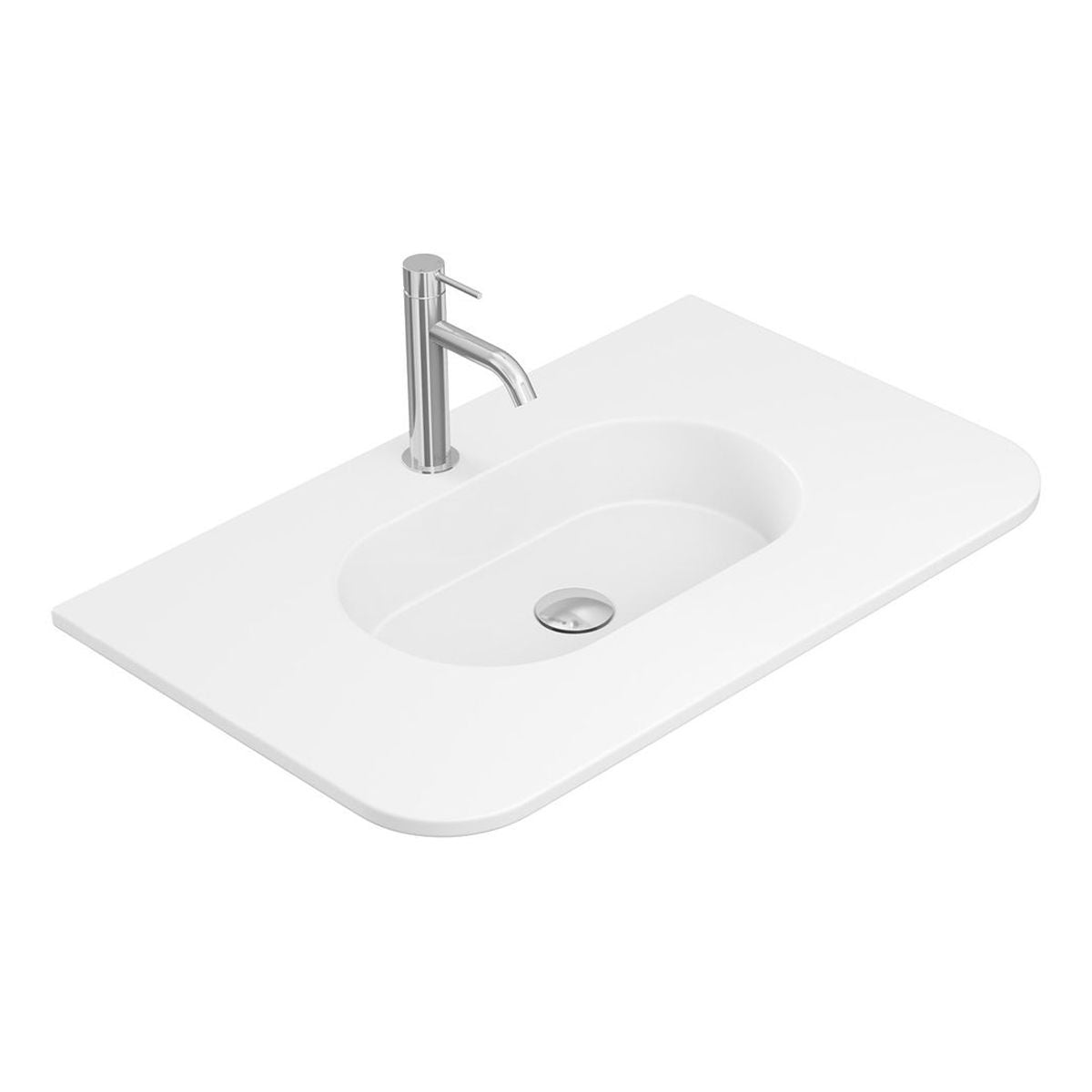 Fienza Lola Matte Full Depth Curved Ceramic Basin Top 750mm, 1 Taphole