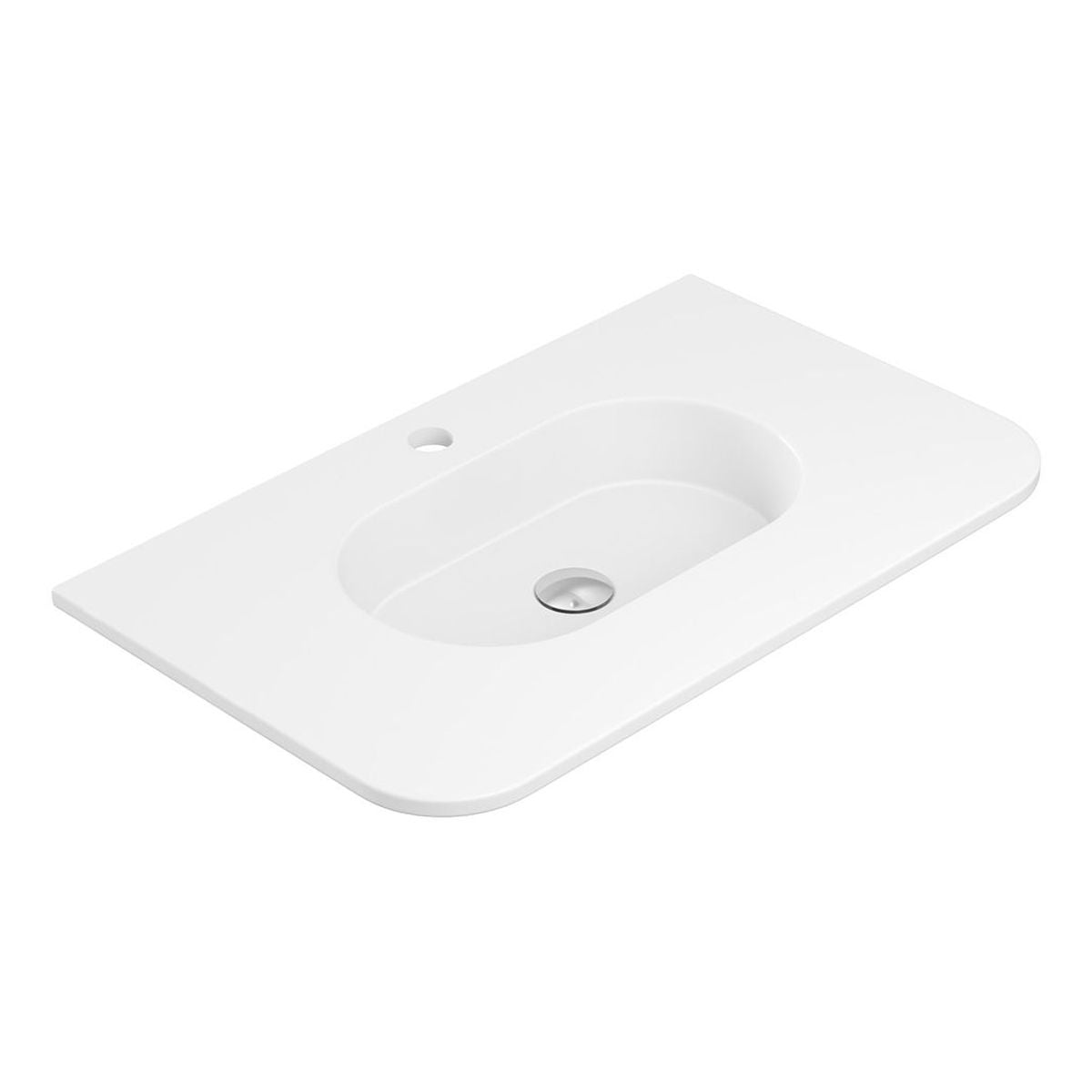 Fienza Lola Matte Full Depth Curved Ceramic Basin Top 750mm, 1 Taphole