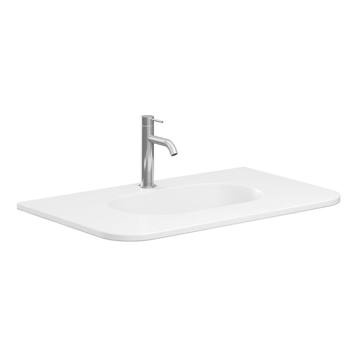 Fienza Lola Matte Full Depth Curved Ceramic Basin Top 750mm, 1 Taphole