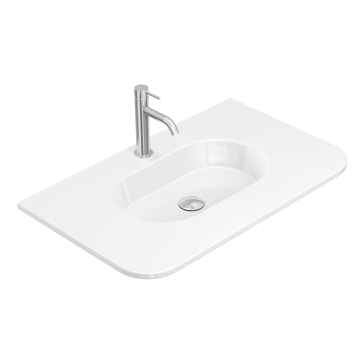 Fienza Lola Gloss Full Depth Curved Ceramic Basin Top 750mm, 1 Taphole