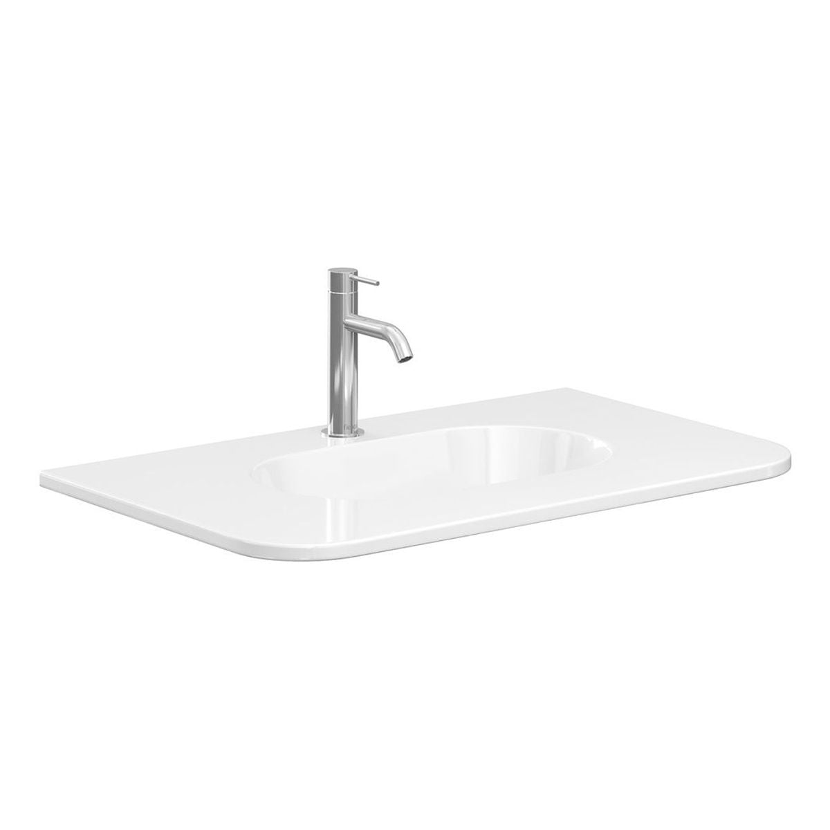 Fienza Lola Gloss Full Depth Curved Ceramic Basin Top 750mm, 1 Taphole