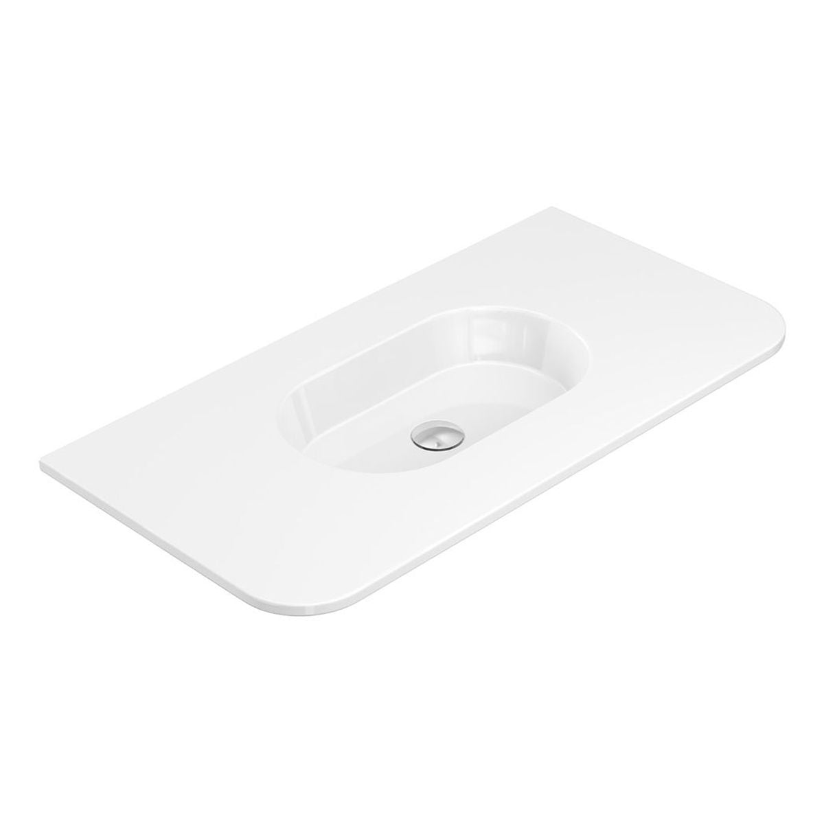 Fienza Lola Gloss Full Depth Curved Ceramic Basin Top 900mm, No Taphole