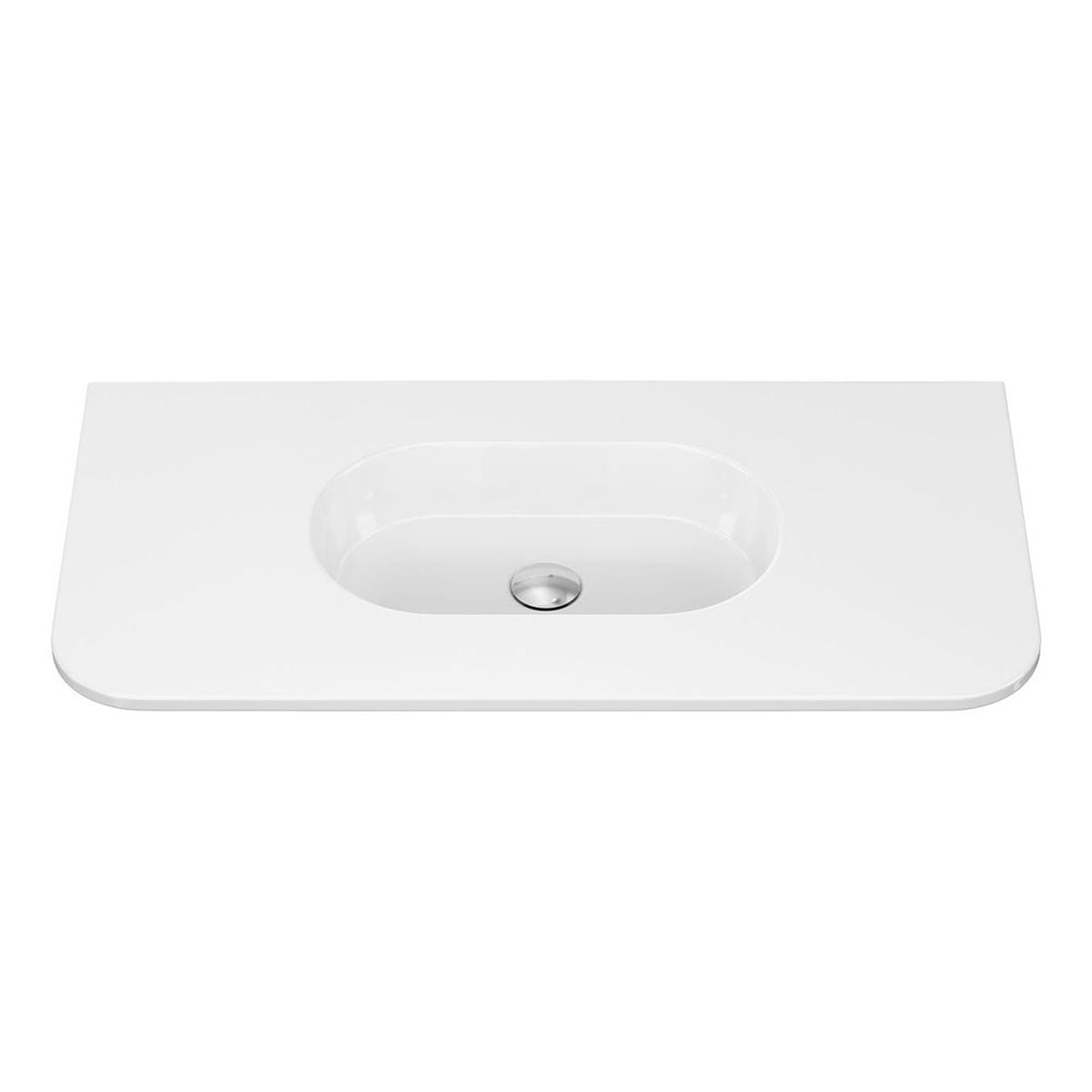Fienza Lola Gloss Full Depth Curved Ceramic Basin Top 900mm, No Taphole