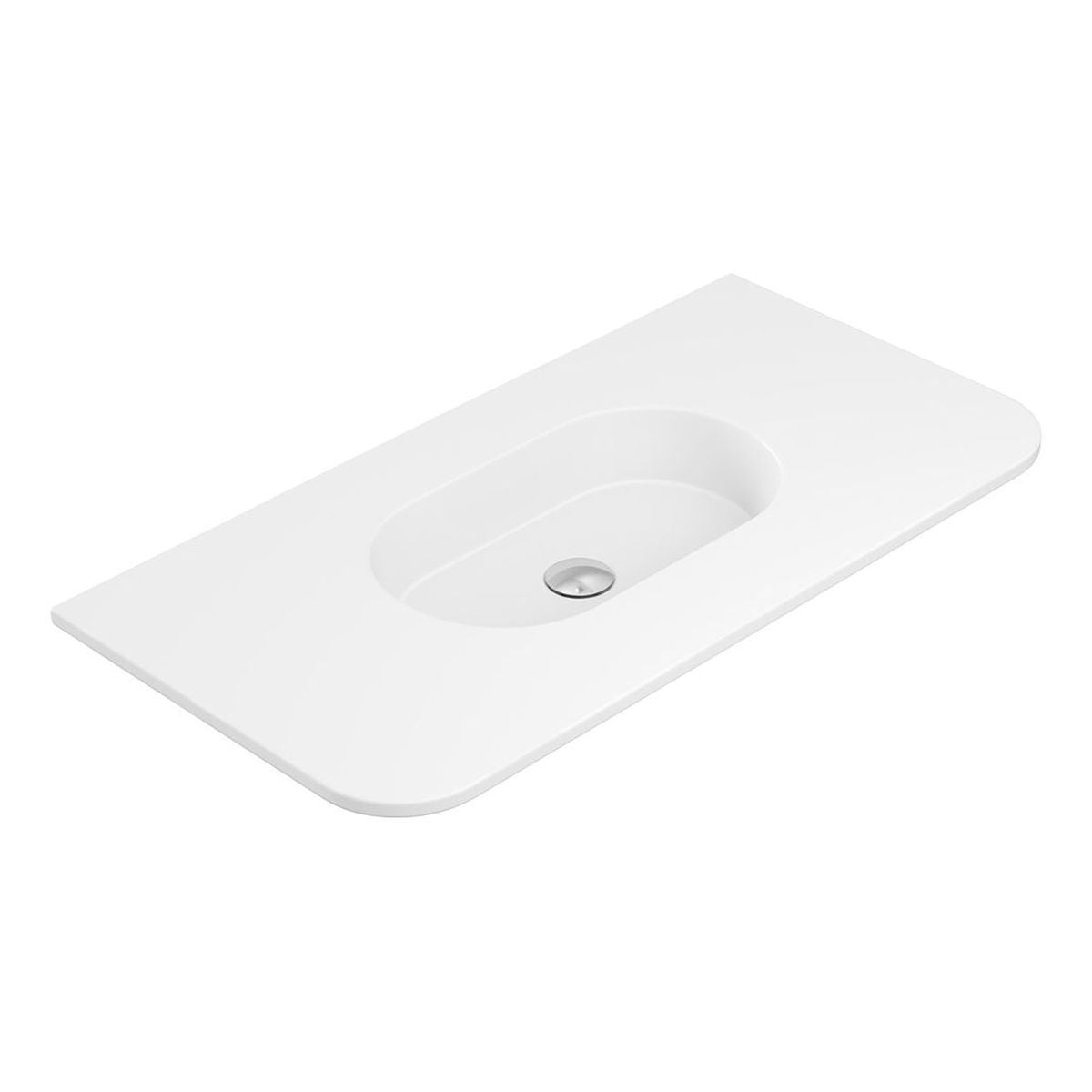 Fienza Lola Matte Full Depth Curved Ceramic Basin Top 900mm, No Taphole