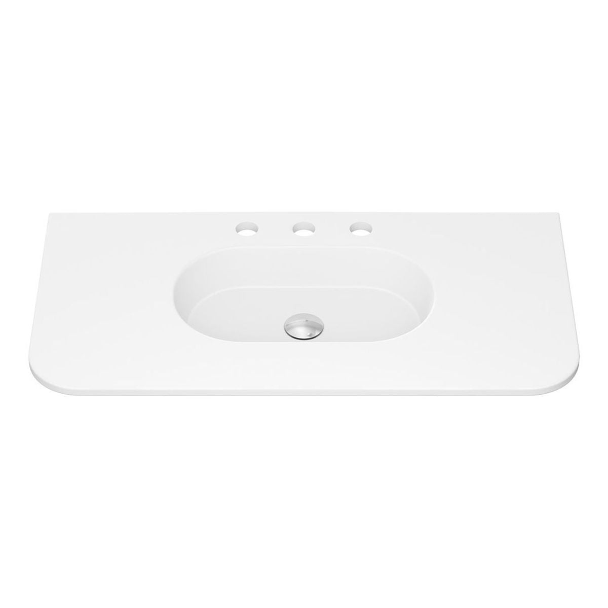 Fienza Lola Matte Full Depth Curved Ceramic Basin Top 900mm, 3 Tapholes