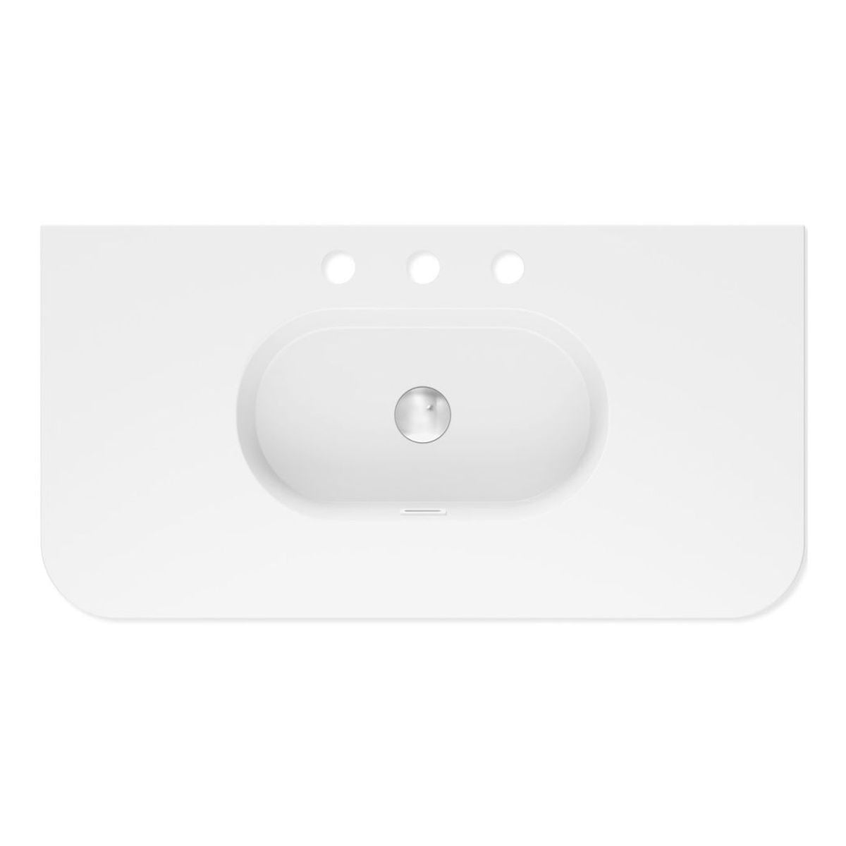 Fienza Lola Matte Full Depth Curved Ceramic Basin Top 900mm, 3 Tapholes