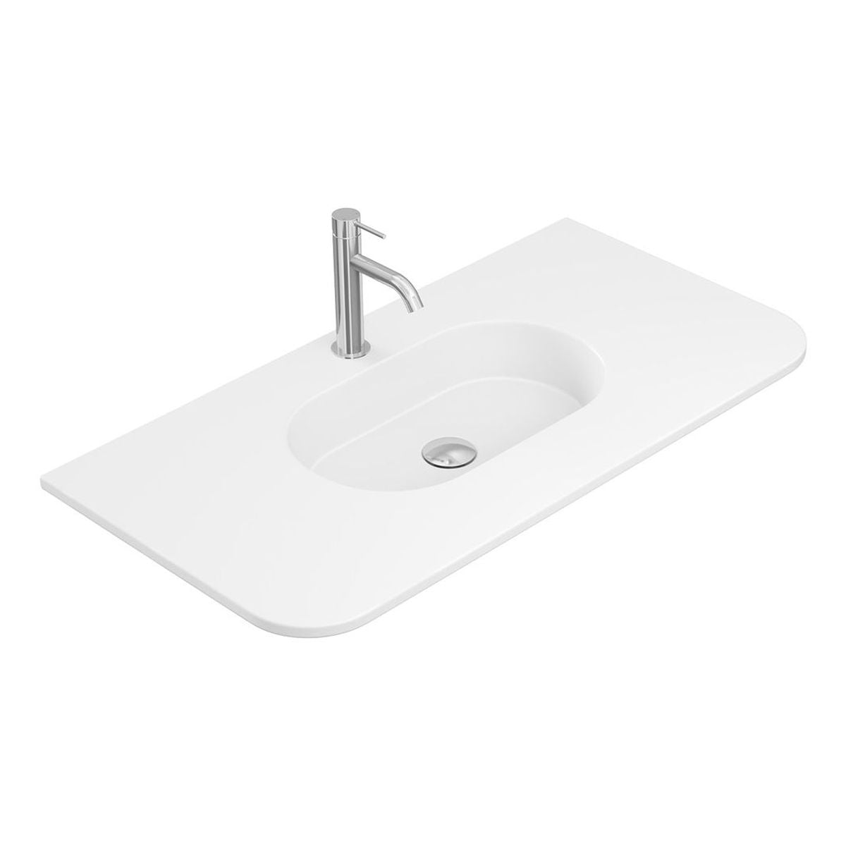 Fienza Lola Matte Full Depth Curved Ceramic Basin Top 900mm, 1 Taphole