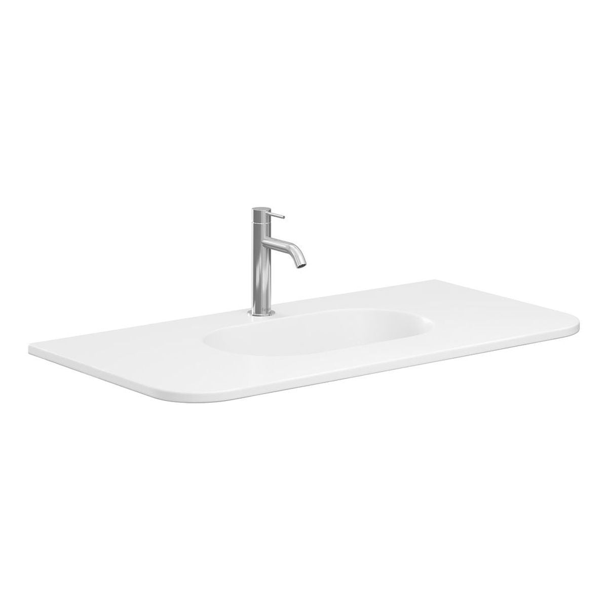 Fienza Lola Matte Full Depth Curved Ceramic Basin Top 900mm, 1 Taphole