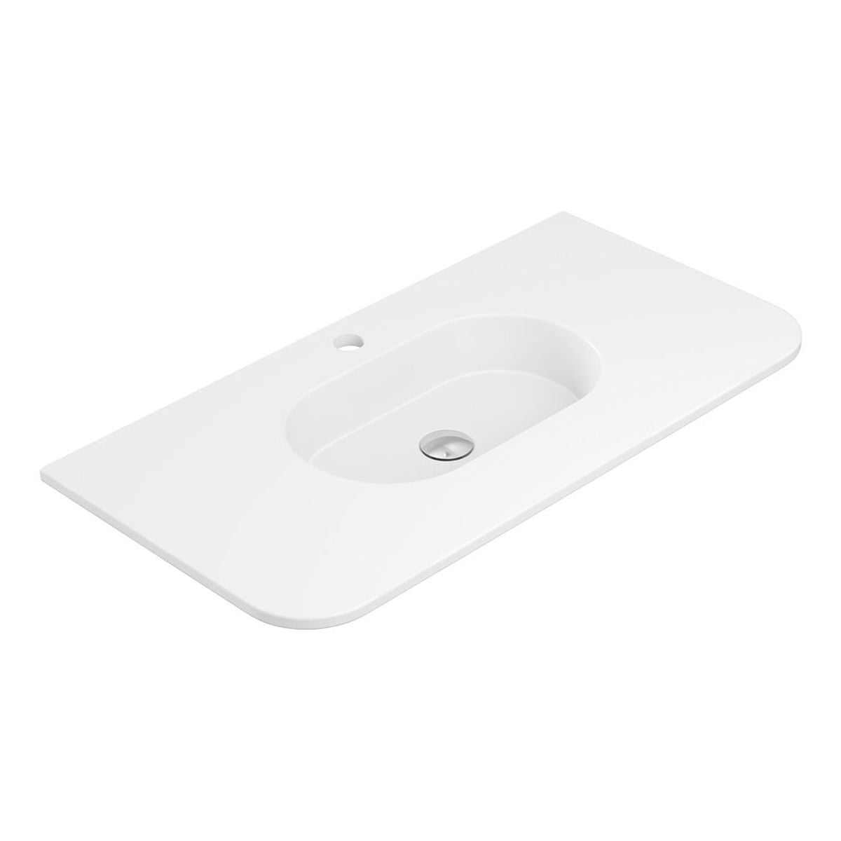 Fienza Lola Matte Full Depth Curved Ceramic Basin Top 900mm, 1 Taphole