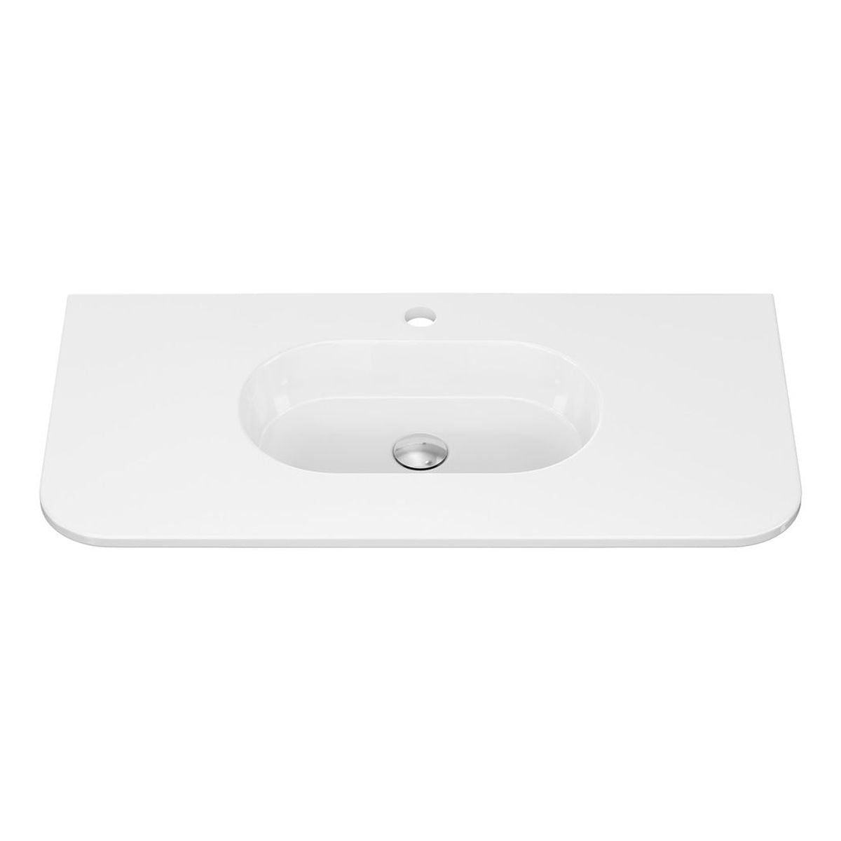 Fienza Lola Gloss Full Depth Curved Ceramic Basin Top 900mm, 1 Taphole