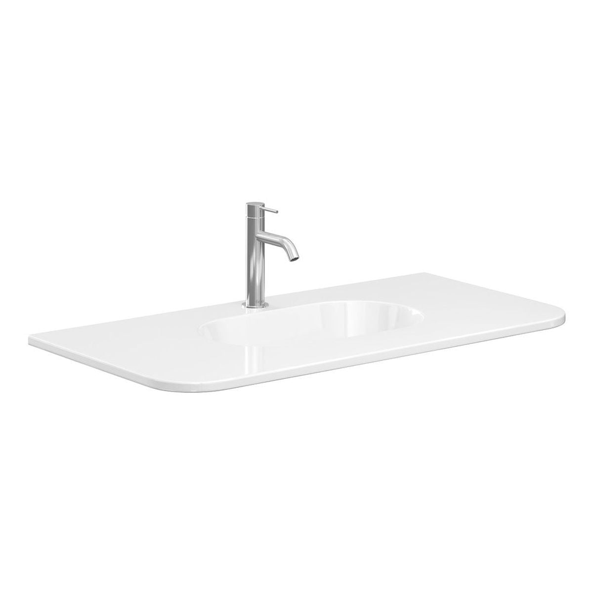 Fienza Lola Gloss Full Depth Curved Ceramic Basin Top 900mm, 1 Taphole