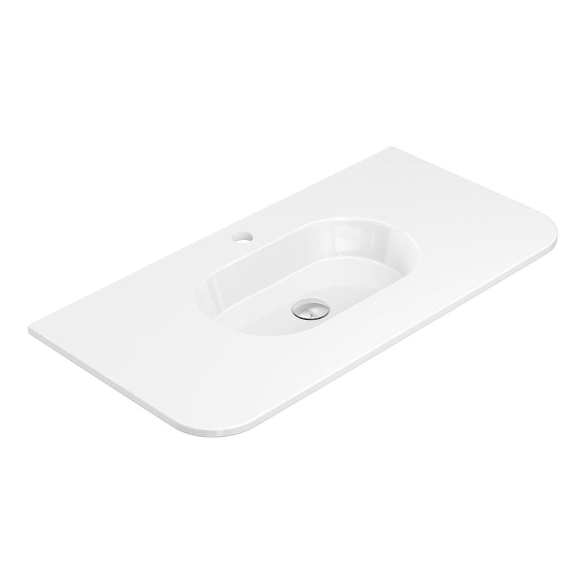 Fienza Lola Gloss Full Depth Curved Ceramic Basin Top 900mm, 1 Taphole
