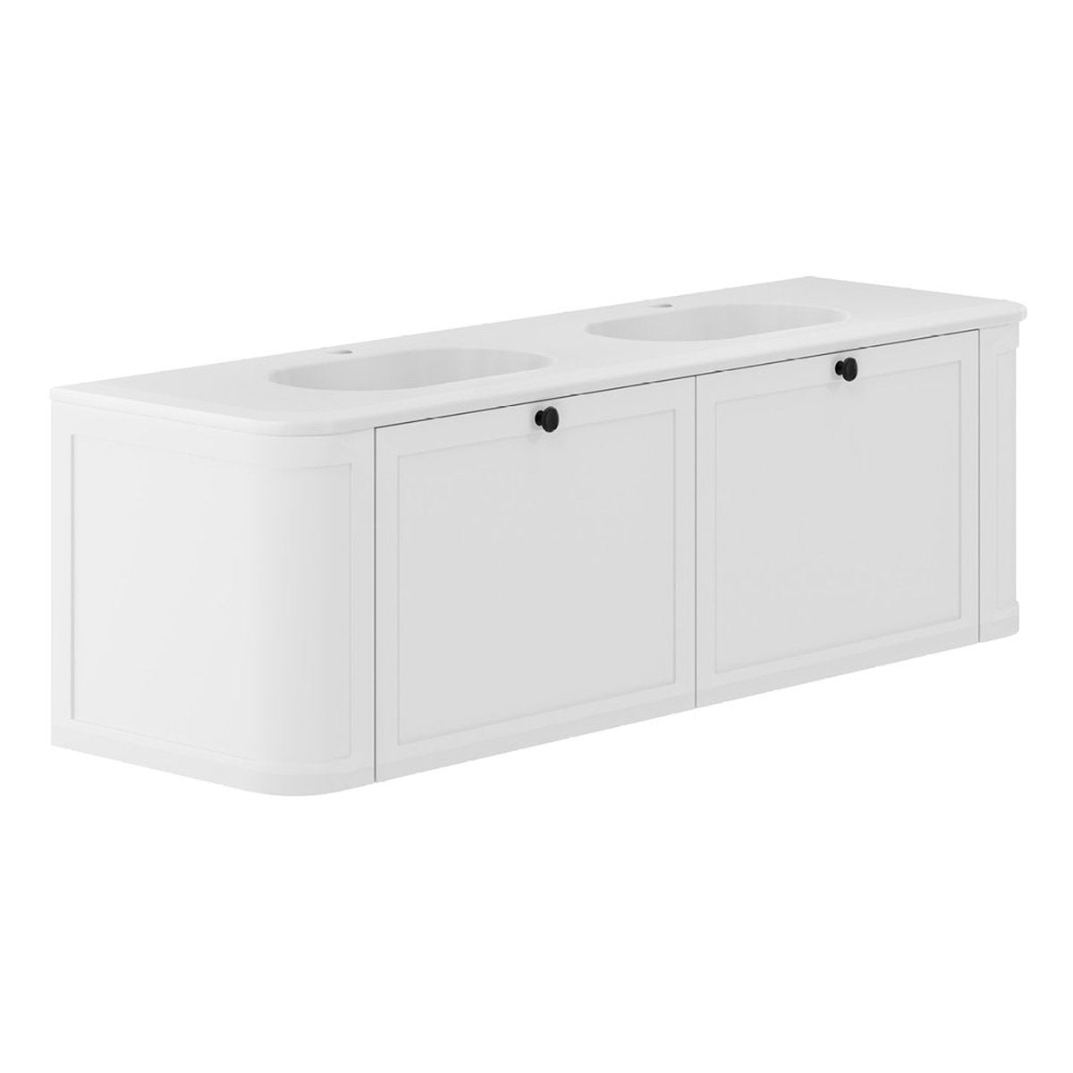 Fienza Lola Matte Mila Curved Satin White 1500 Wall-Hung Vanity - 1 Taphole