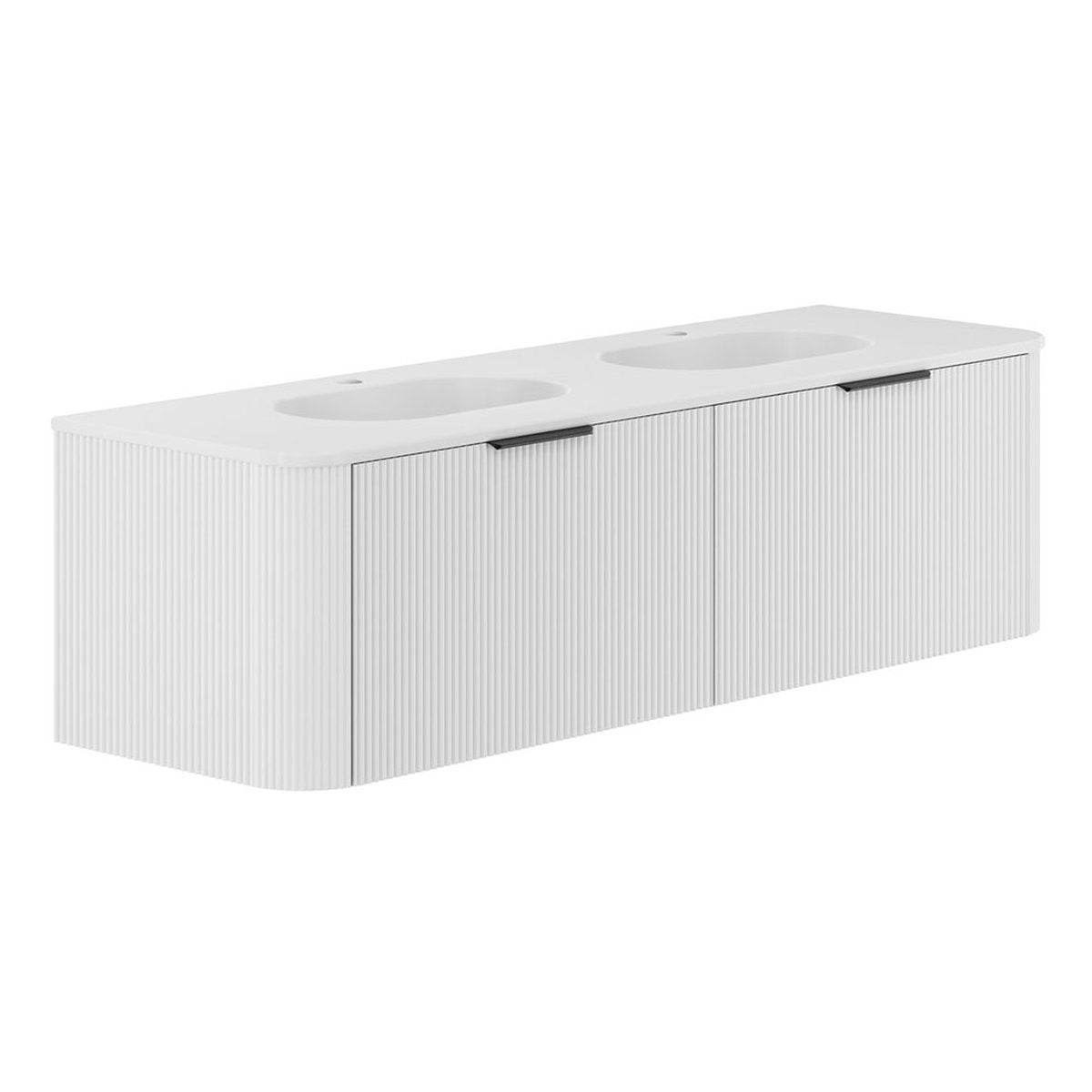 Fienza Lola Matte Minka Curved Satin White 1500 Wall-Hung Vanity - 1 Taphole