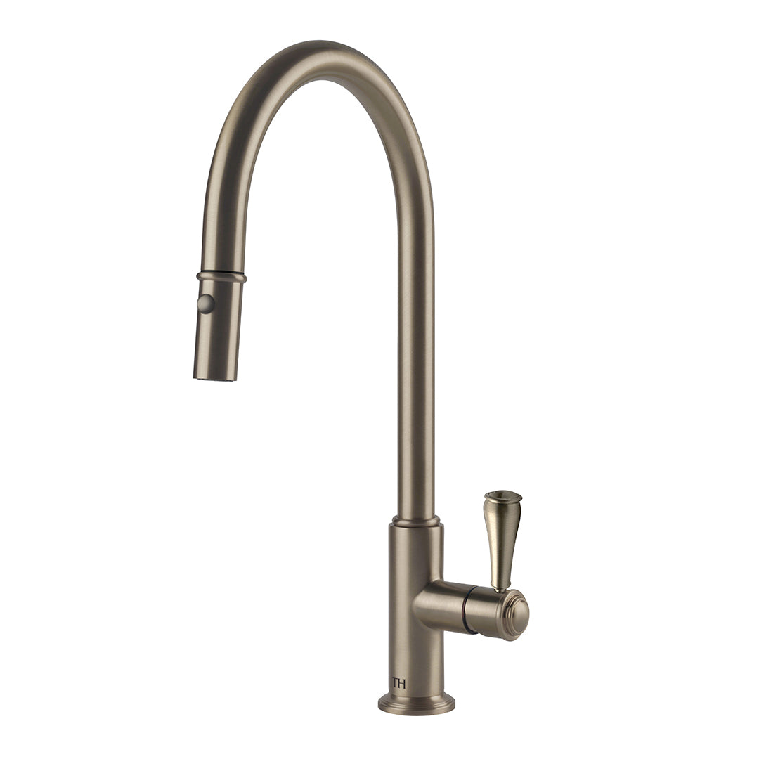 Turner Hastings Ludlow Pull Out Sink Mixer with Metal Handle - Brushed Nickel