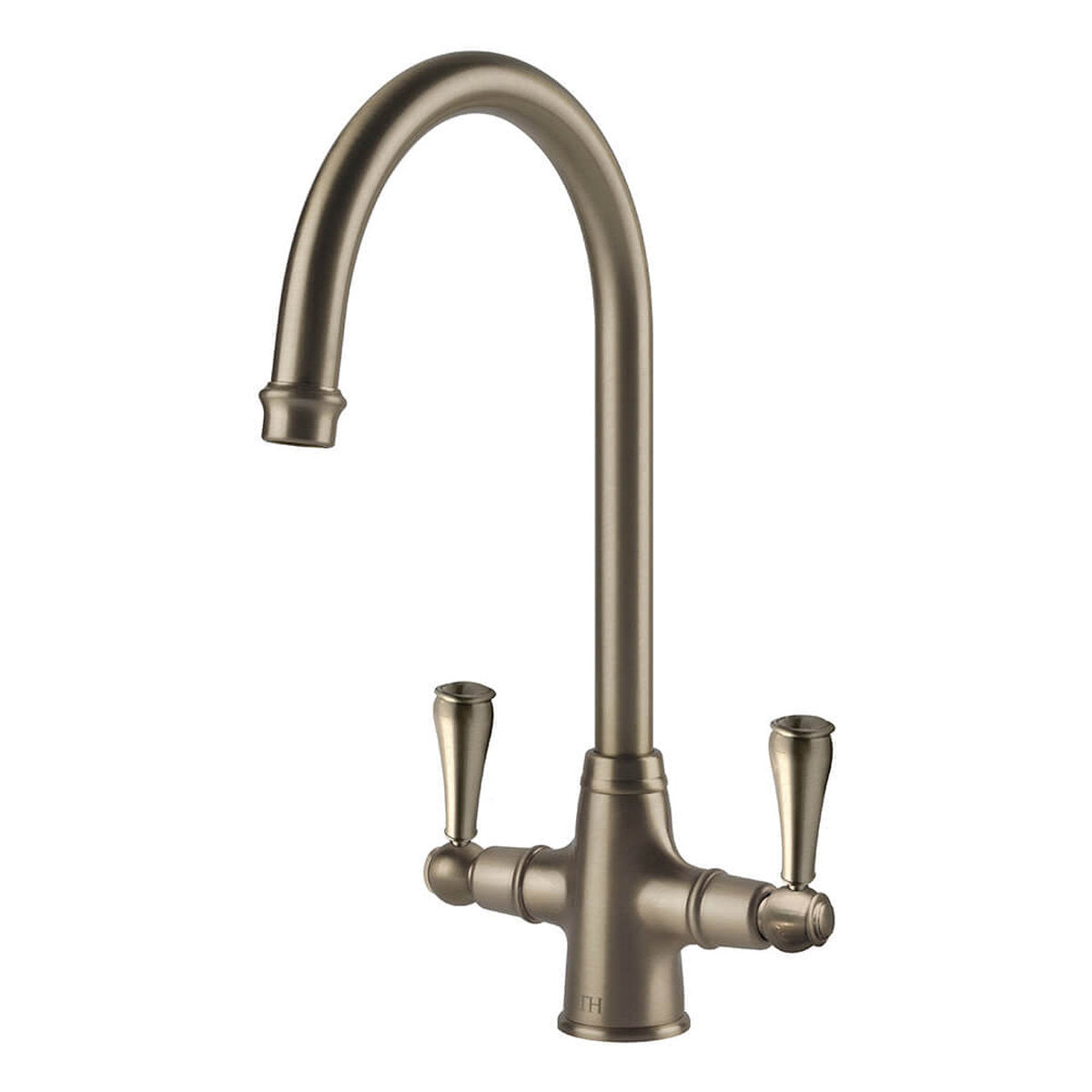 Turner Hastings Ludlow Double Mixer Tap with Metal Handle - Brushed Nickel