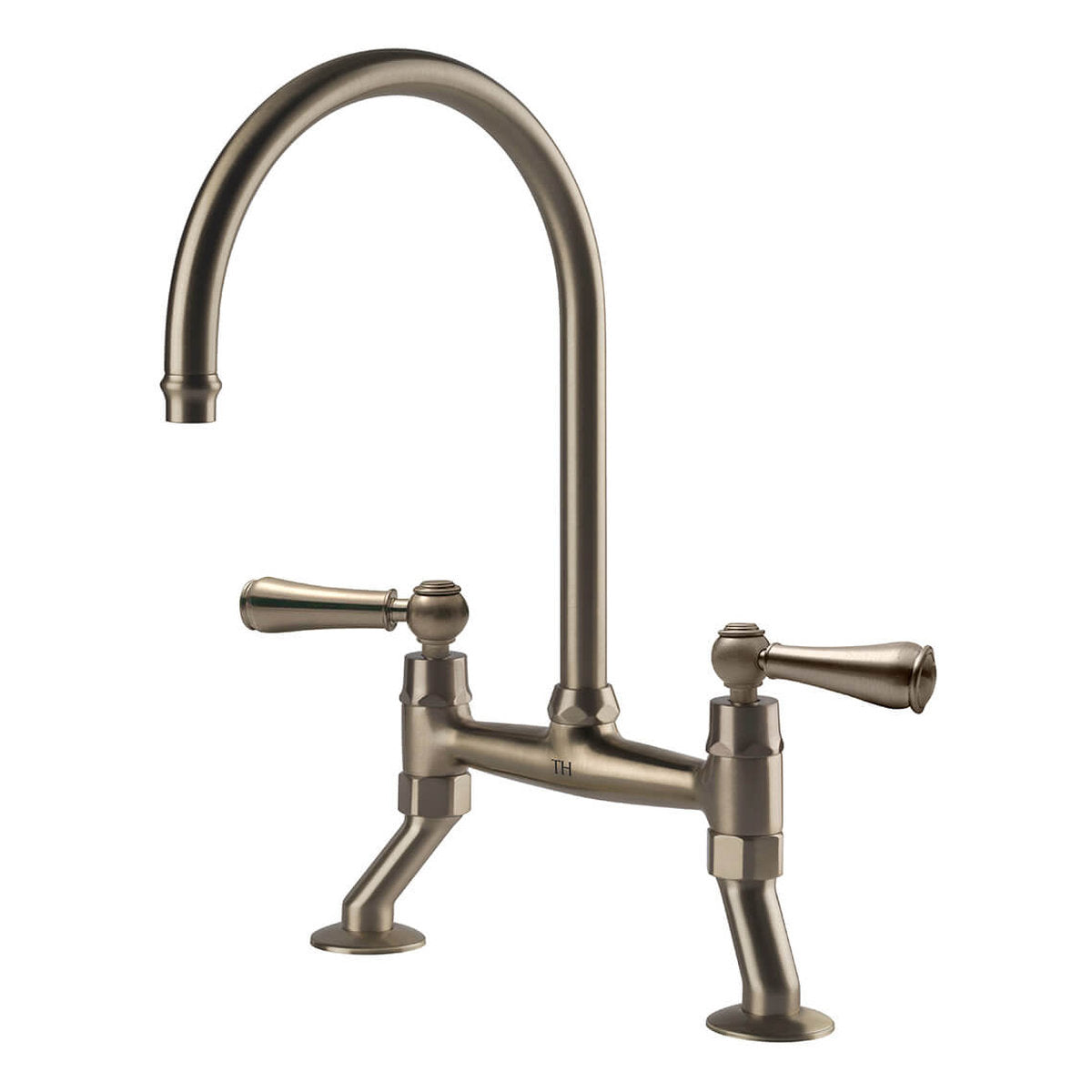 Turner Hastings Ludlow Bridge Mixer Tap with Metal Handle - Brushed Nickel