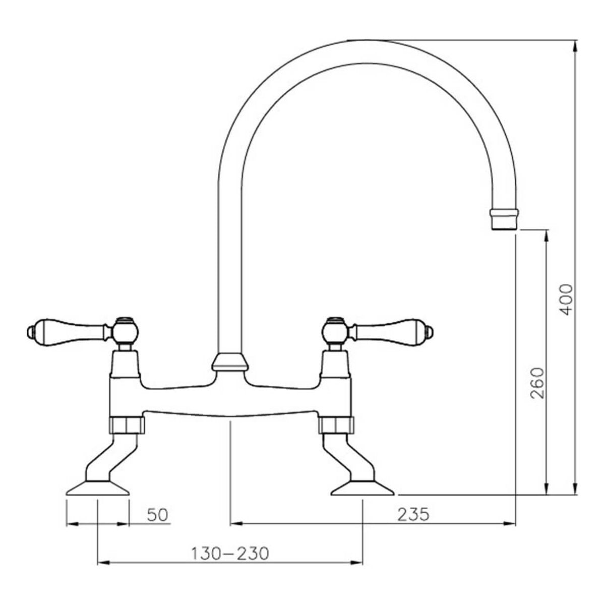 Turner Hastings Ludlow Bridge Mixer Tap with Metal Handle - English Bronze