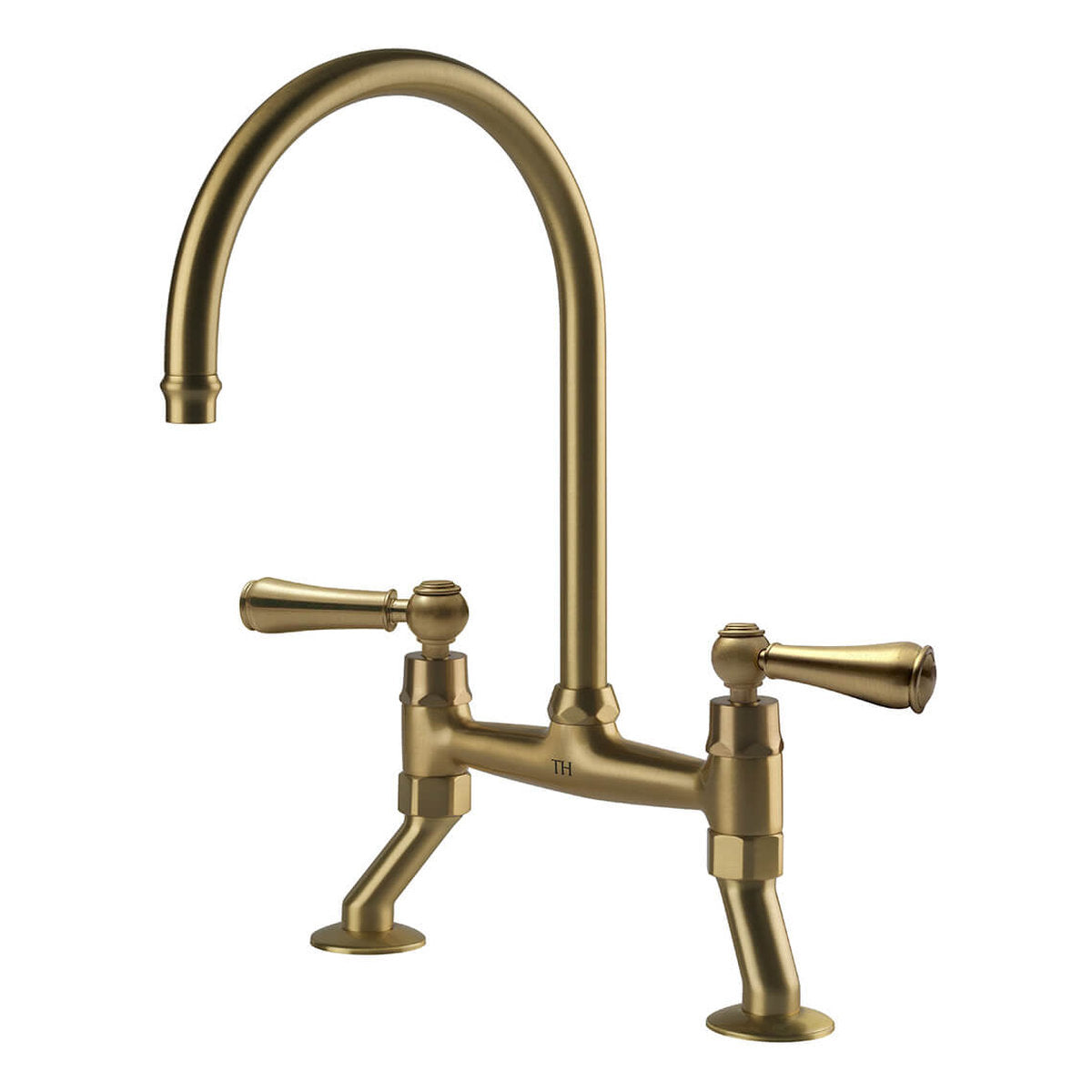 Turner Hastings Ludlow Bridge Mixer Tap with Metal Handle - Brushed Brass