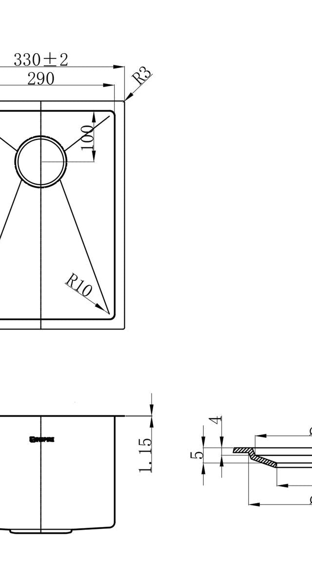 Otti Axon Sink 33S 330x450x220
