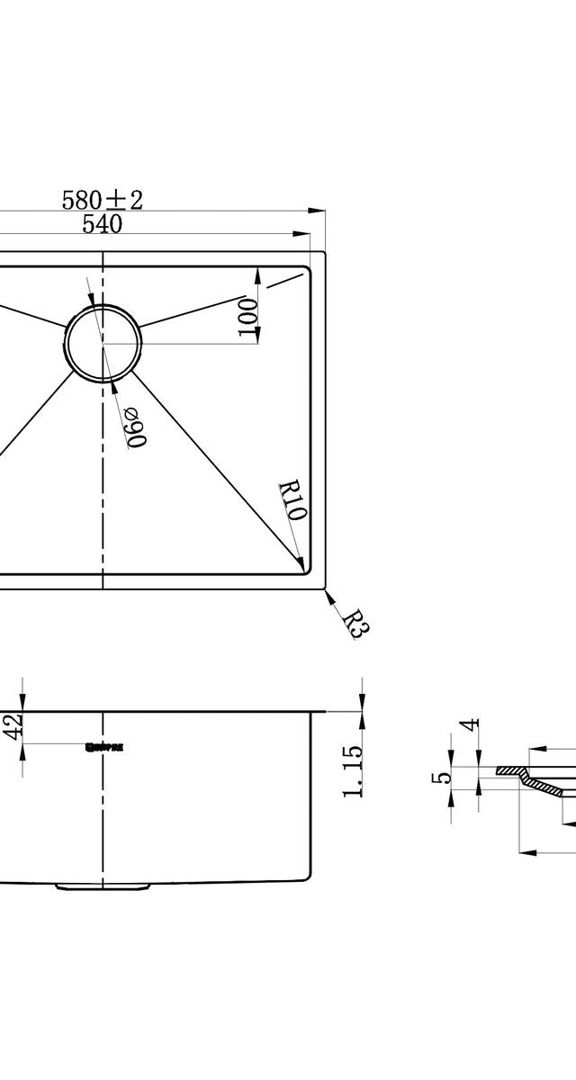 Otti Axon Sink 580X440X220X1.2