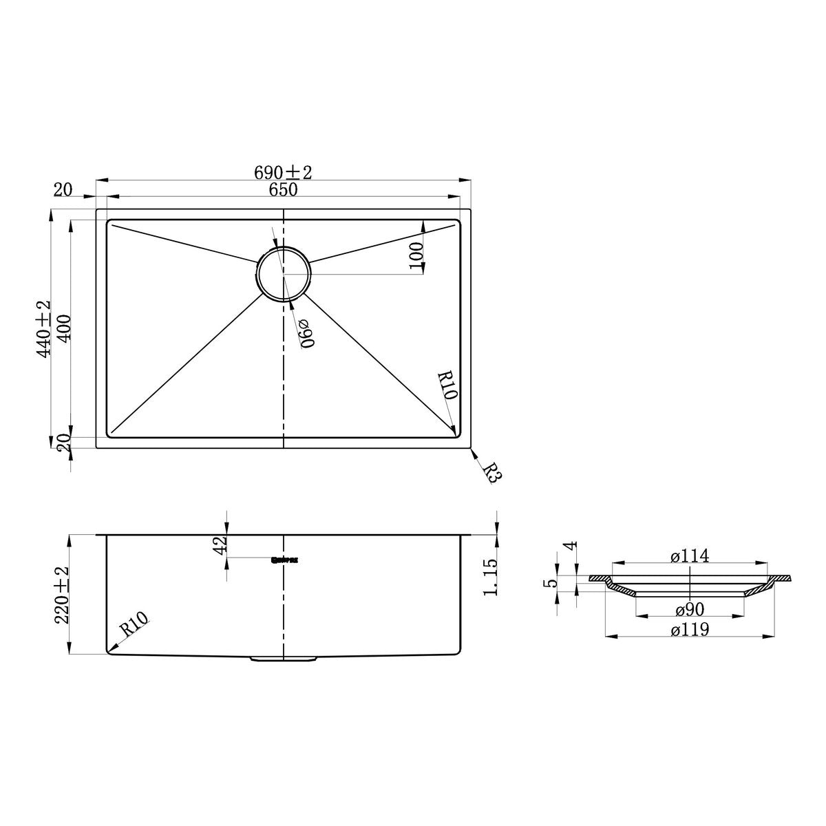 Otti Axon Sink 690X440X220