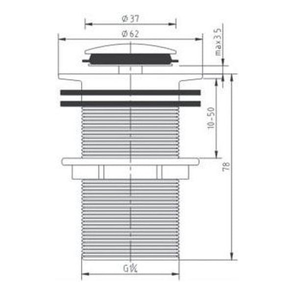 Otti Basin 32mm Black Pop Up Waste No Overflow