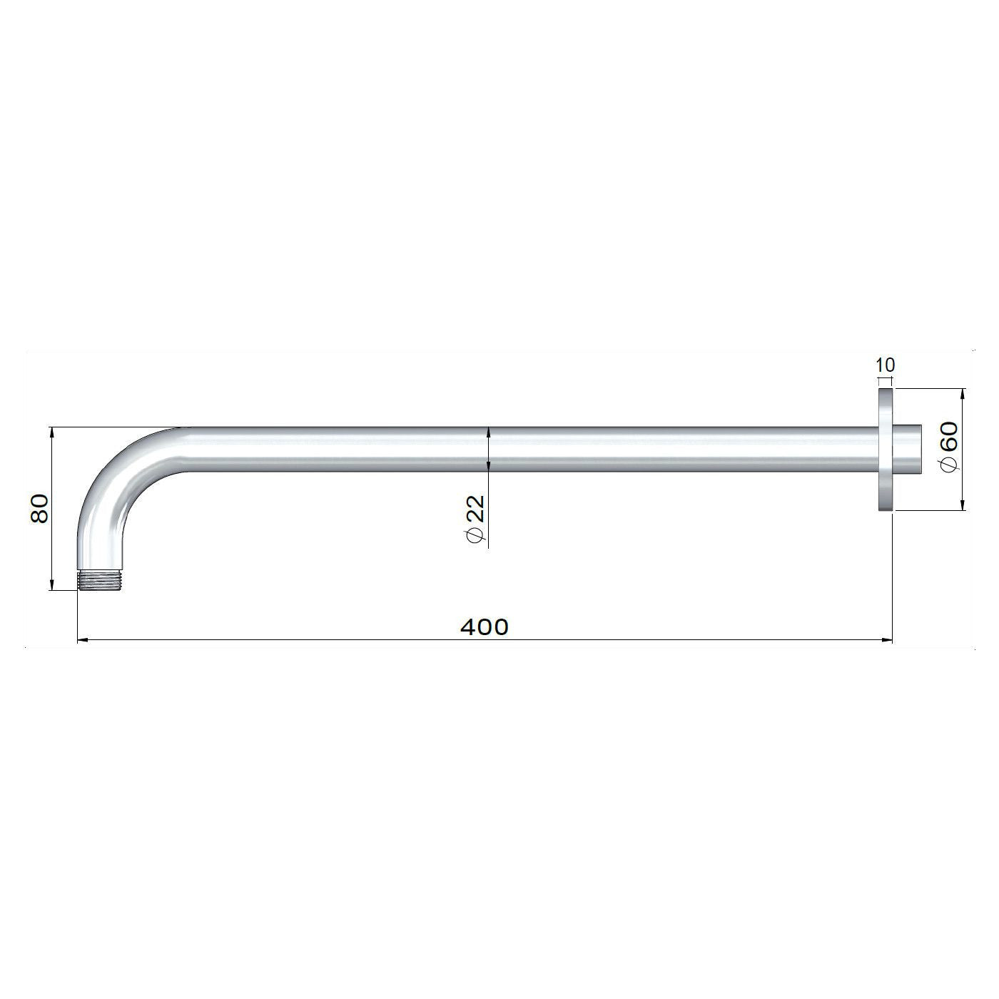Outdoor Shower Arm 400mm - SS316