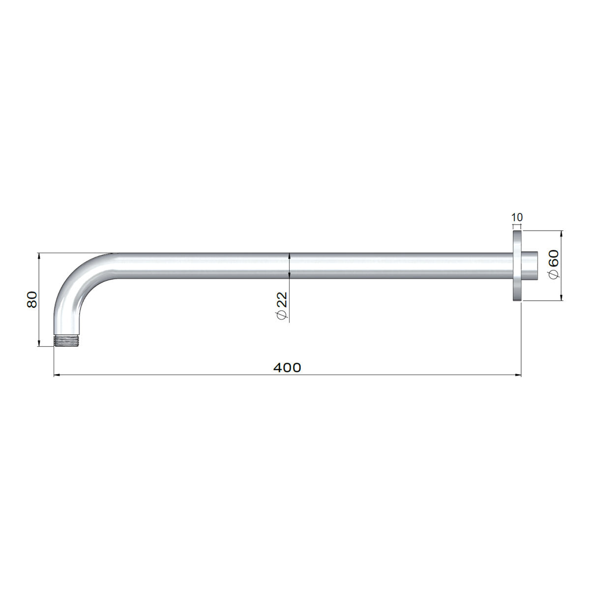 Outdoor Shower Arm 400mm - SS316