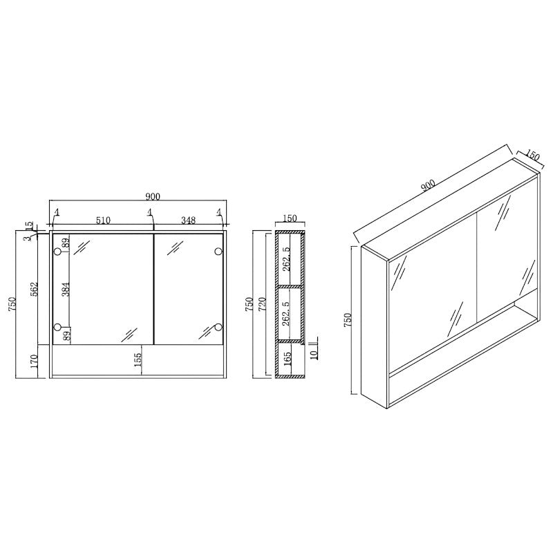 Urban 900mm Mirror Cabinet