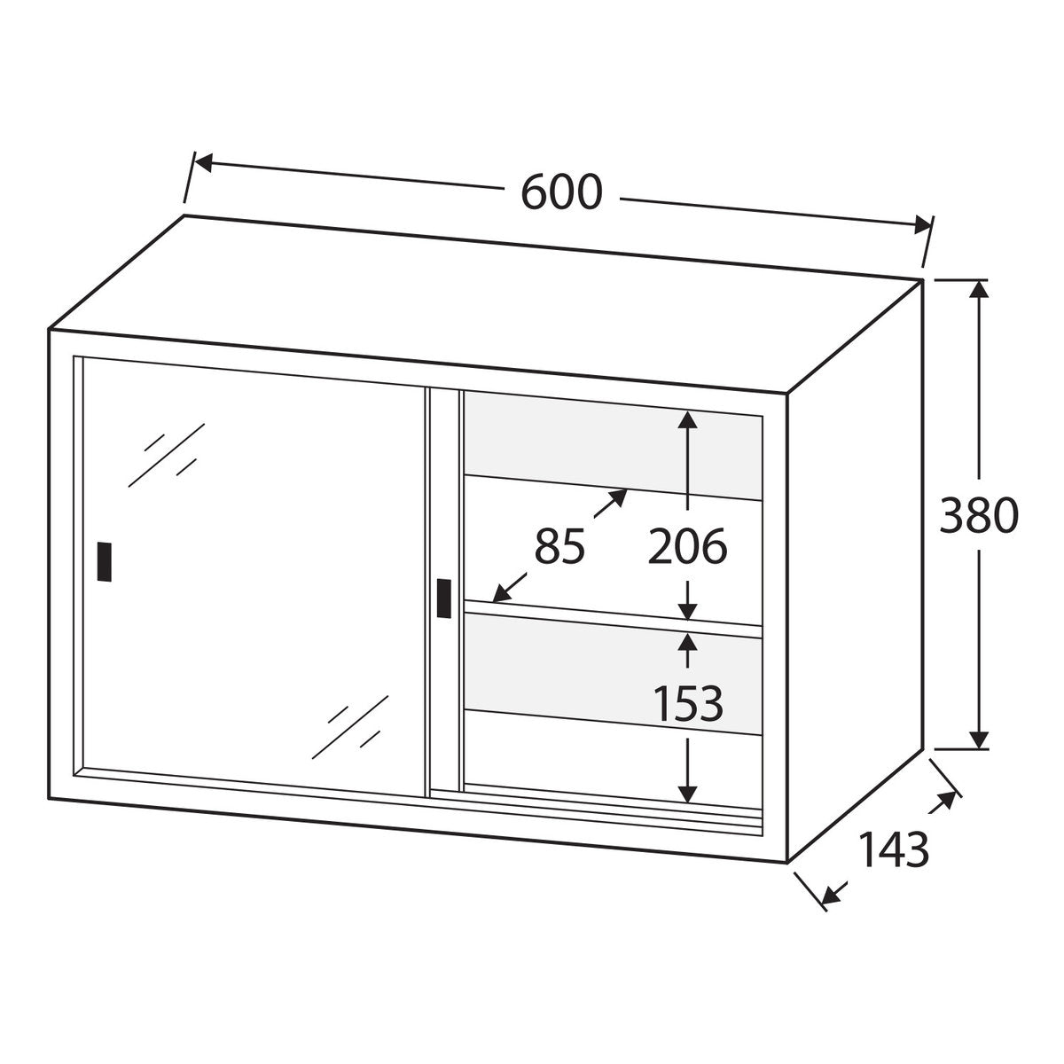 Fienza 600 Metal Cabinet With Acrylic Mirror Doors