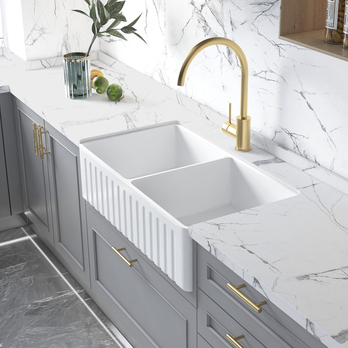Otti Boston 853x461x255 Butler Sink Double Bowl