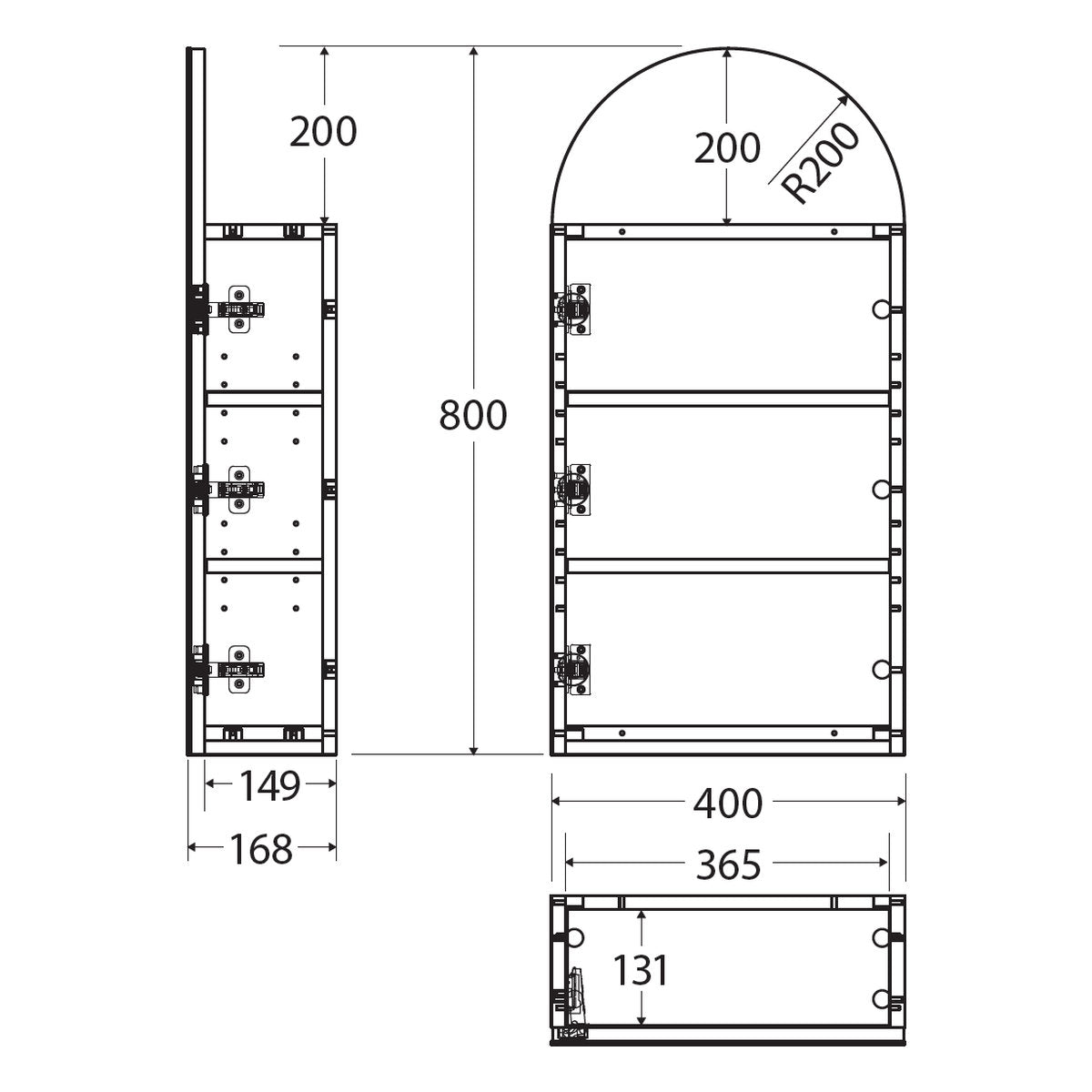 Fienza Marlowe Arch Mirror Cabinet, 400 x 800mm